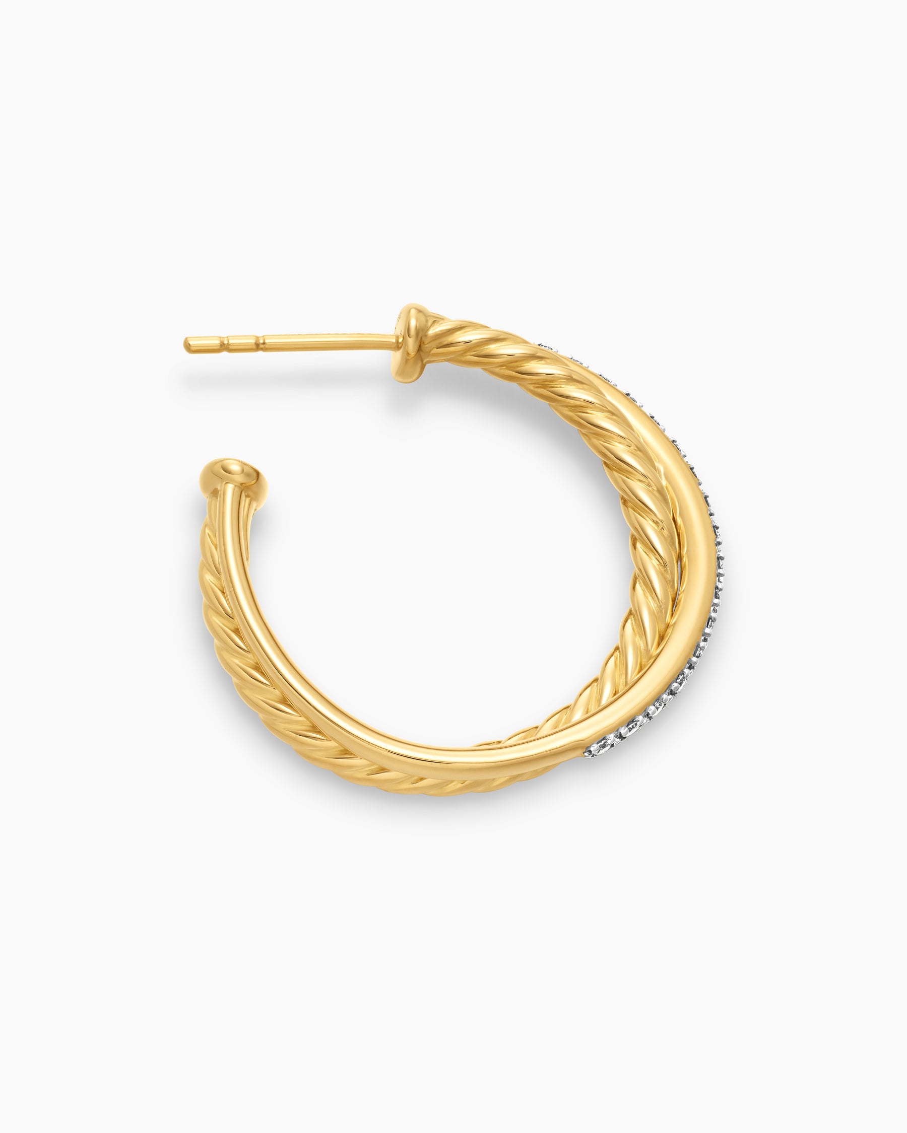 Crossover Hoop Earrings in 18K Yellow Gold with Diamonds, 26.5mm - Image 3