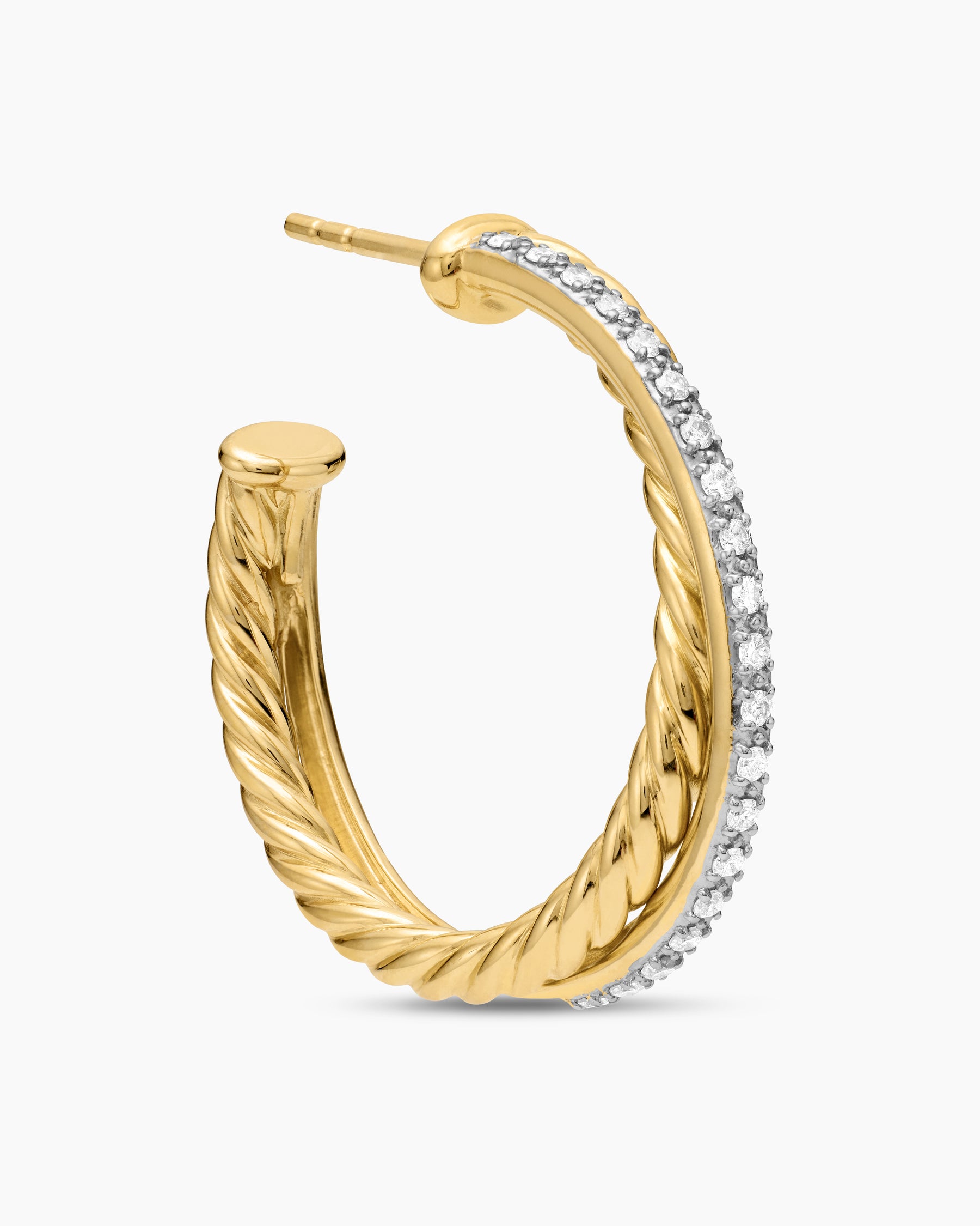 Crossover Hoop Earrings in 18K Yellow Gold with Diamonds, 26.5mm - Image 5