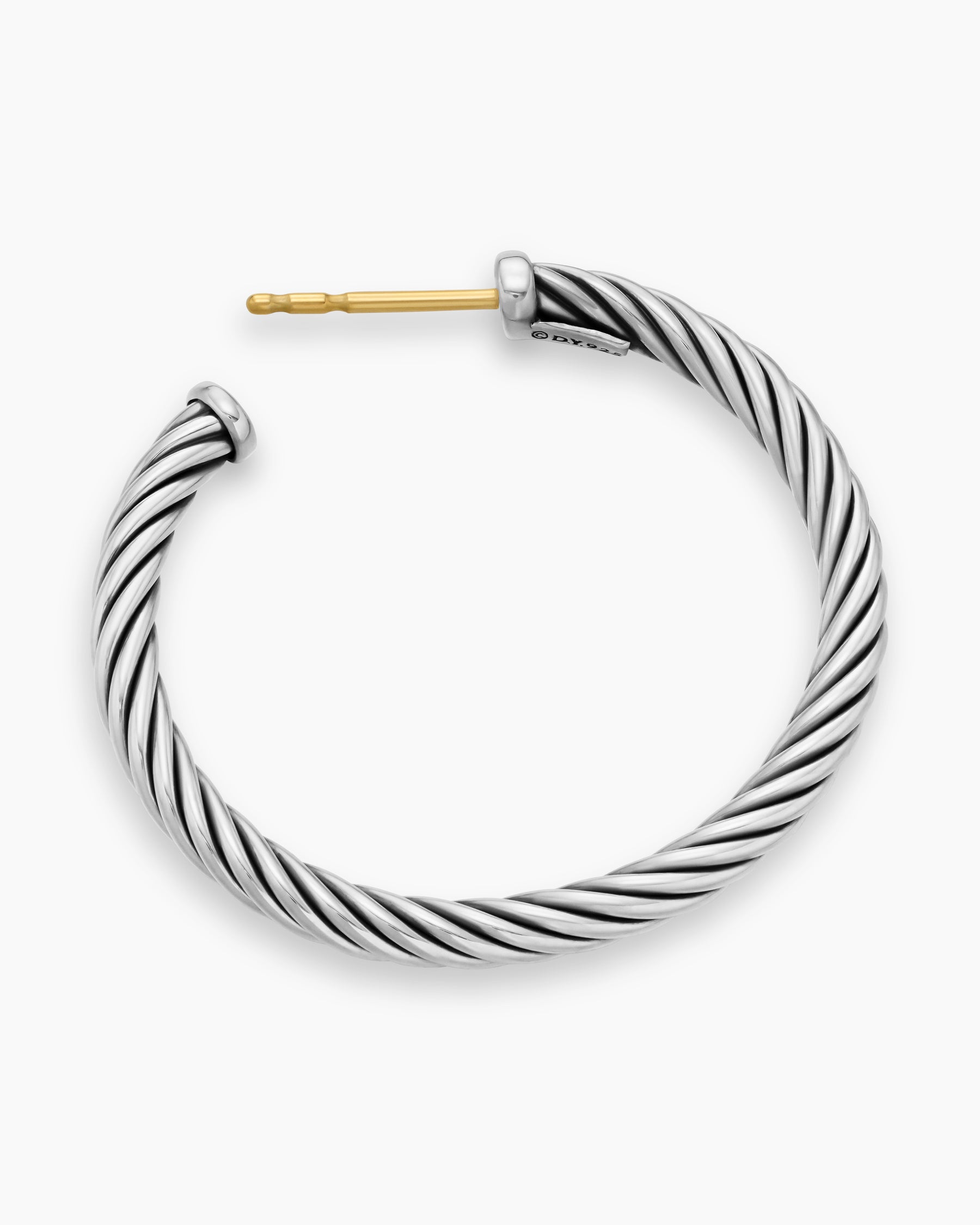 Cable Hoop Earrings in Sterling Silver, 1in - Image 3