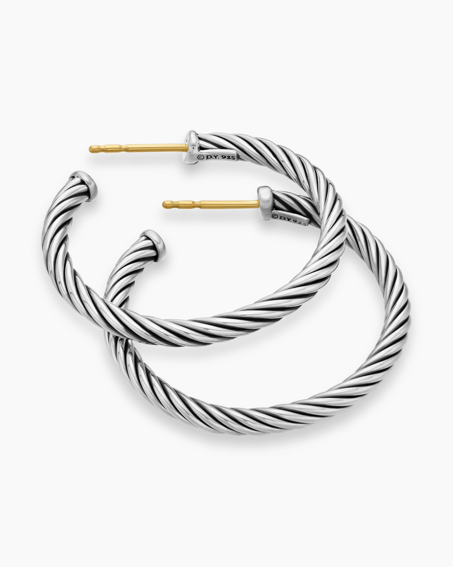 Cable Hoop Earrings in Sterling Silver, 1in - Image 4