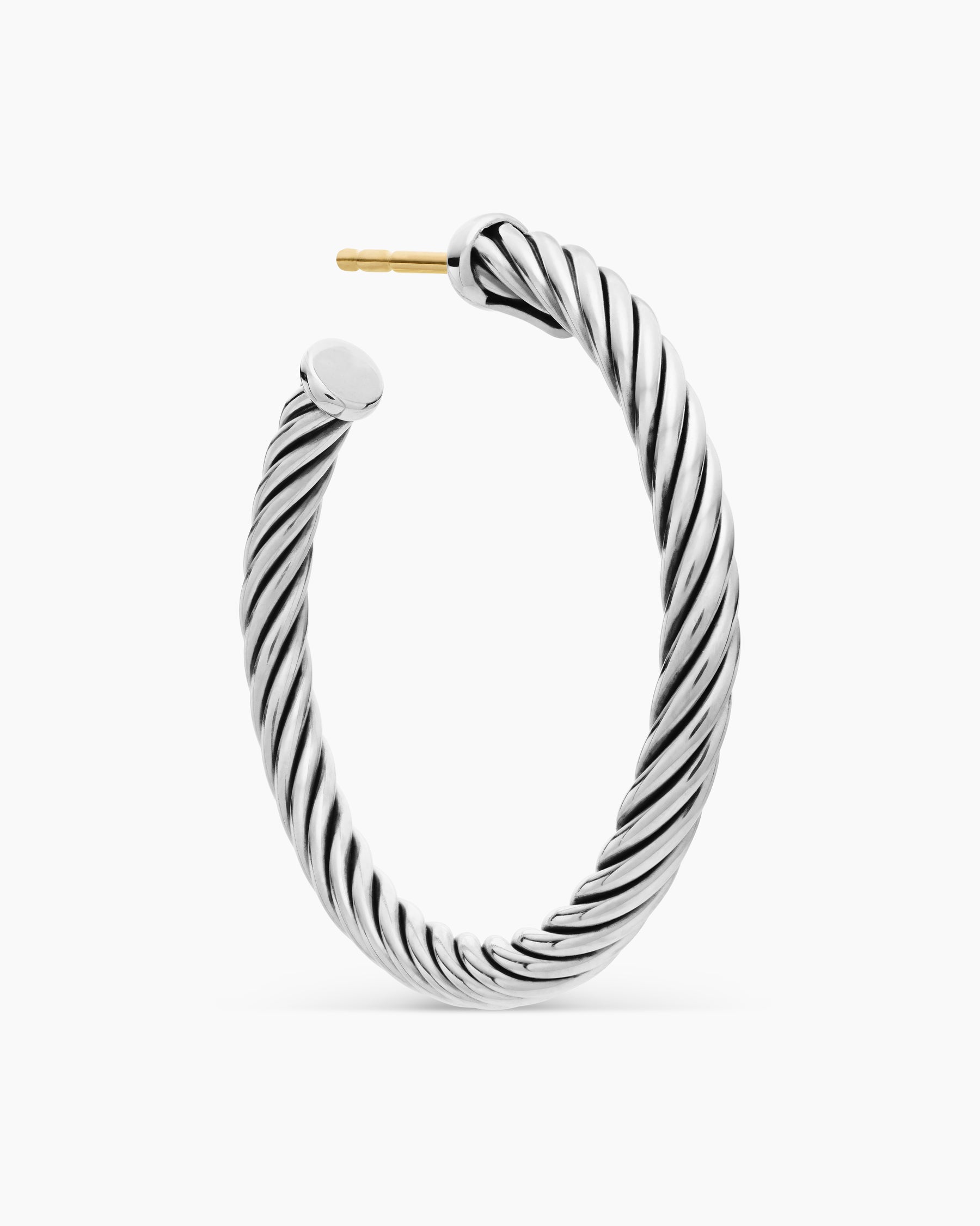 Cable Hoop Earrings in Sterling Silver, 1in - Image 5