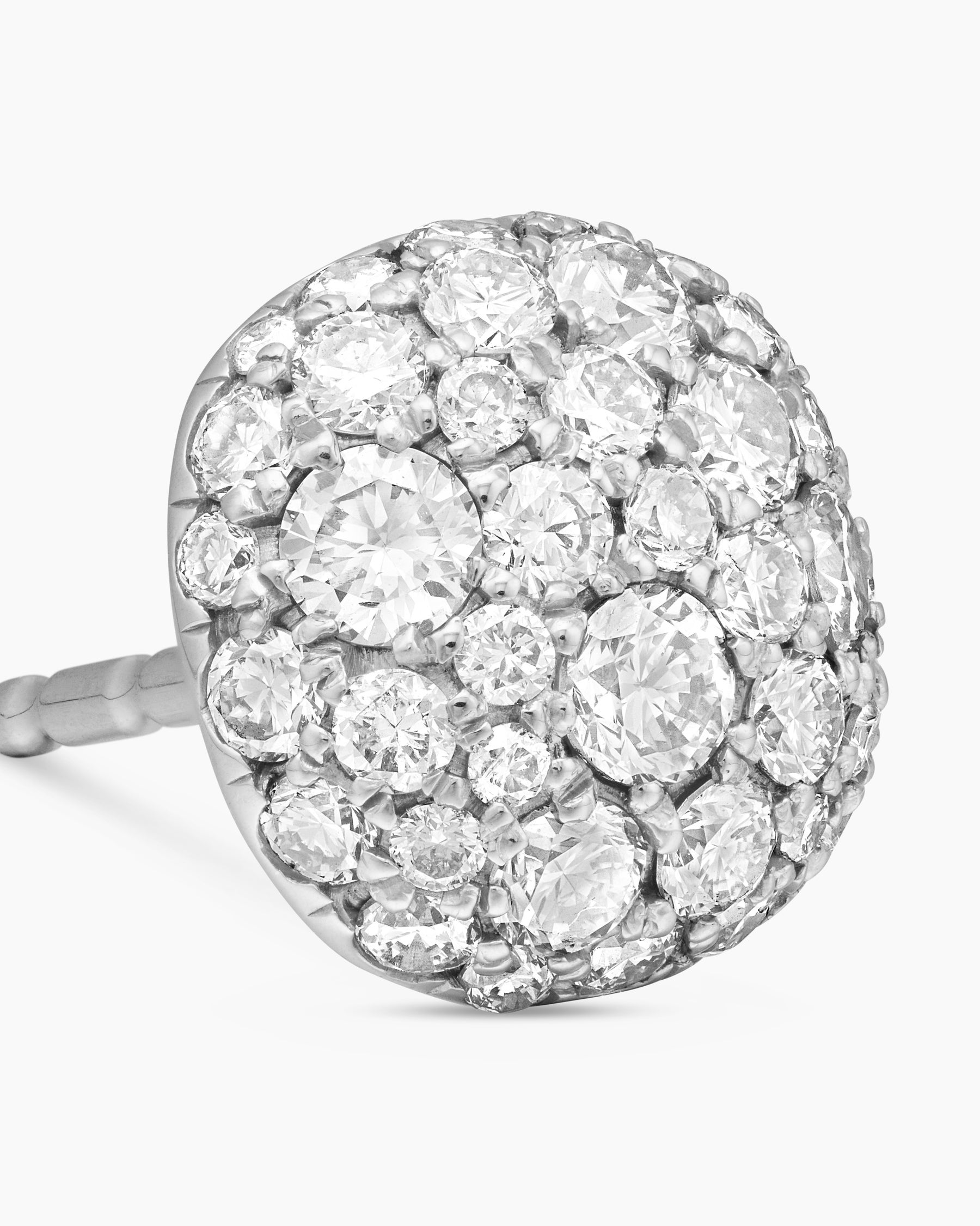 Cushion Stud Earrings in 18K White Gold with Diamonds, 8mm - Image 4