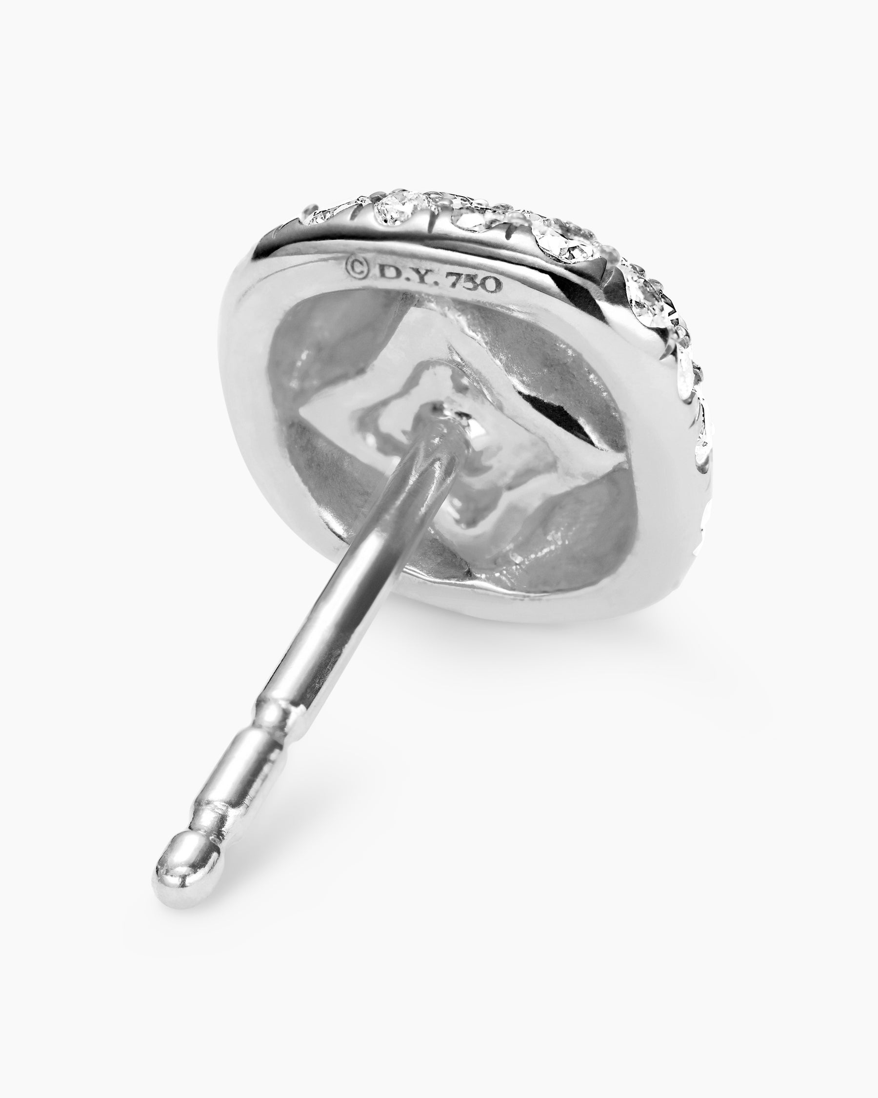 Cushion Stud Earrings in 18K White Gold with Diamonds, 8mm - Image 5