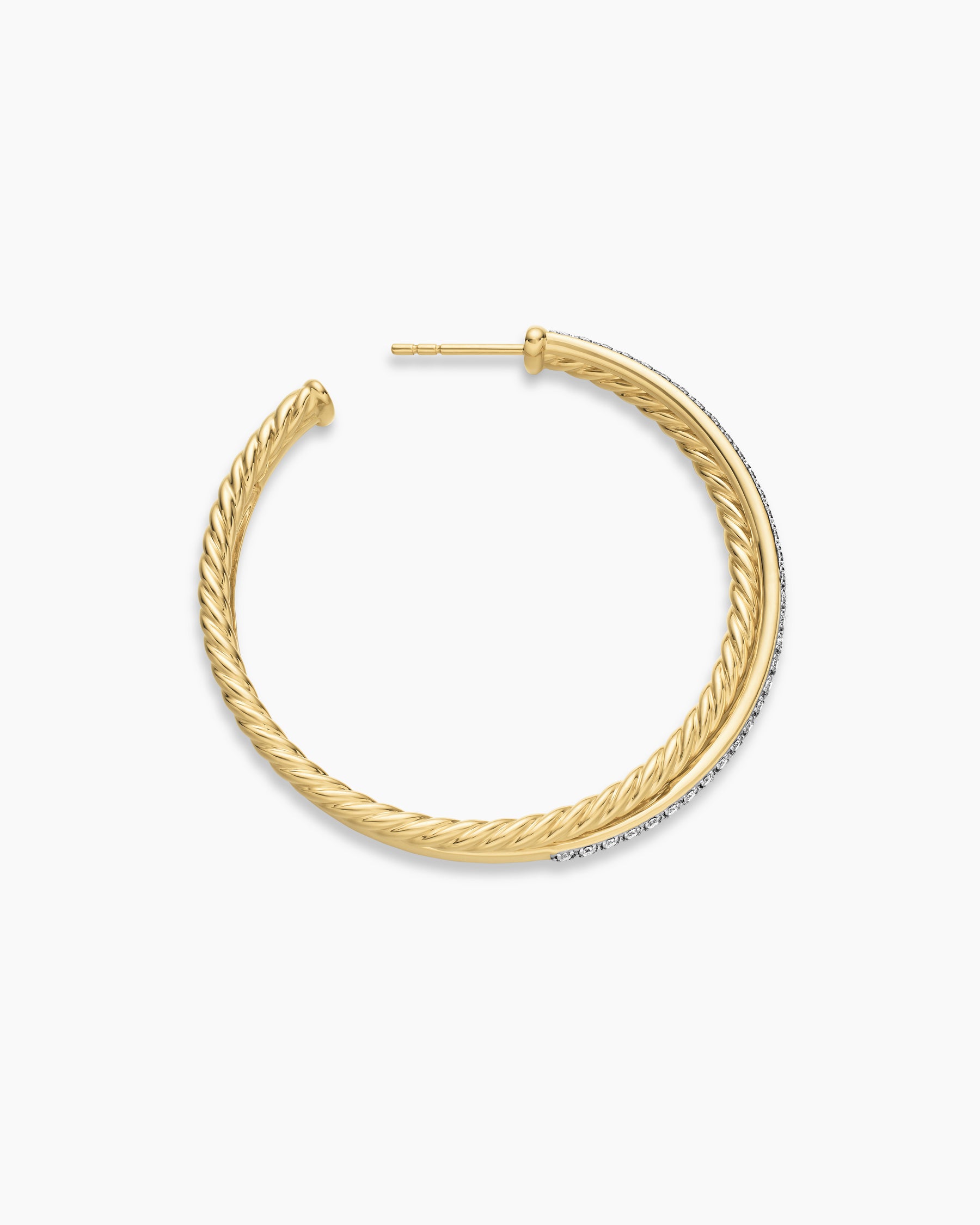Crossover Hoop Earrings in 18K Yellow Gold with Diamonds, 44mm - Image 3