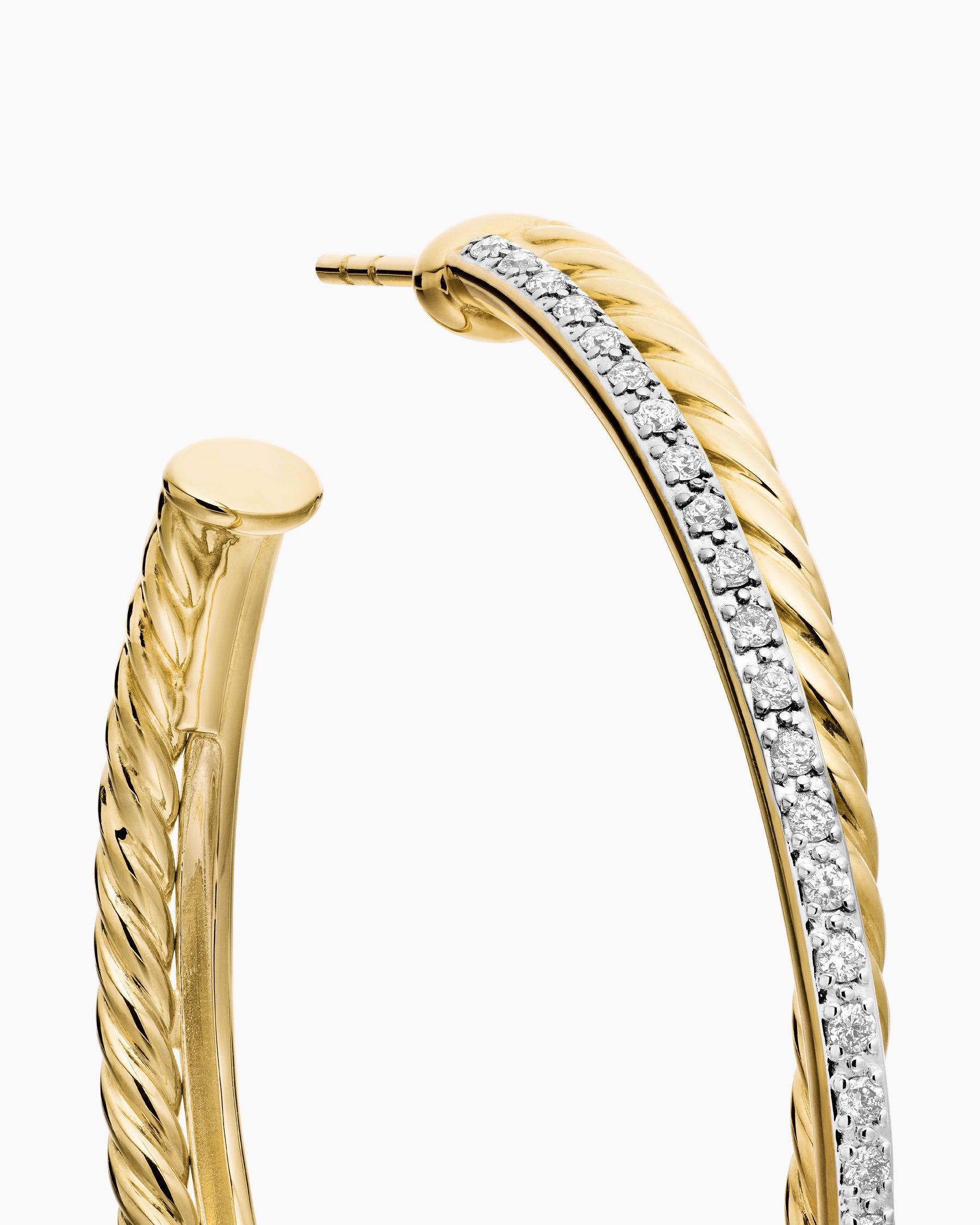 Crossover Hoop Earrings in 18K Yellow Gold with Diamonds, 44mm - Image 5
