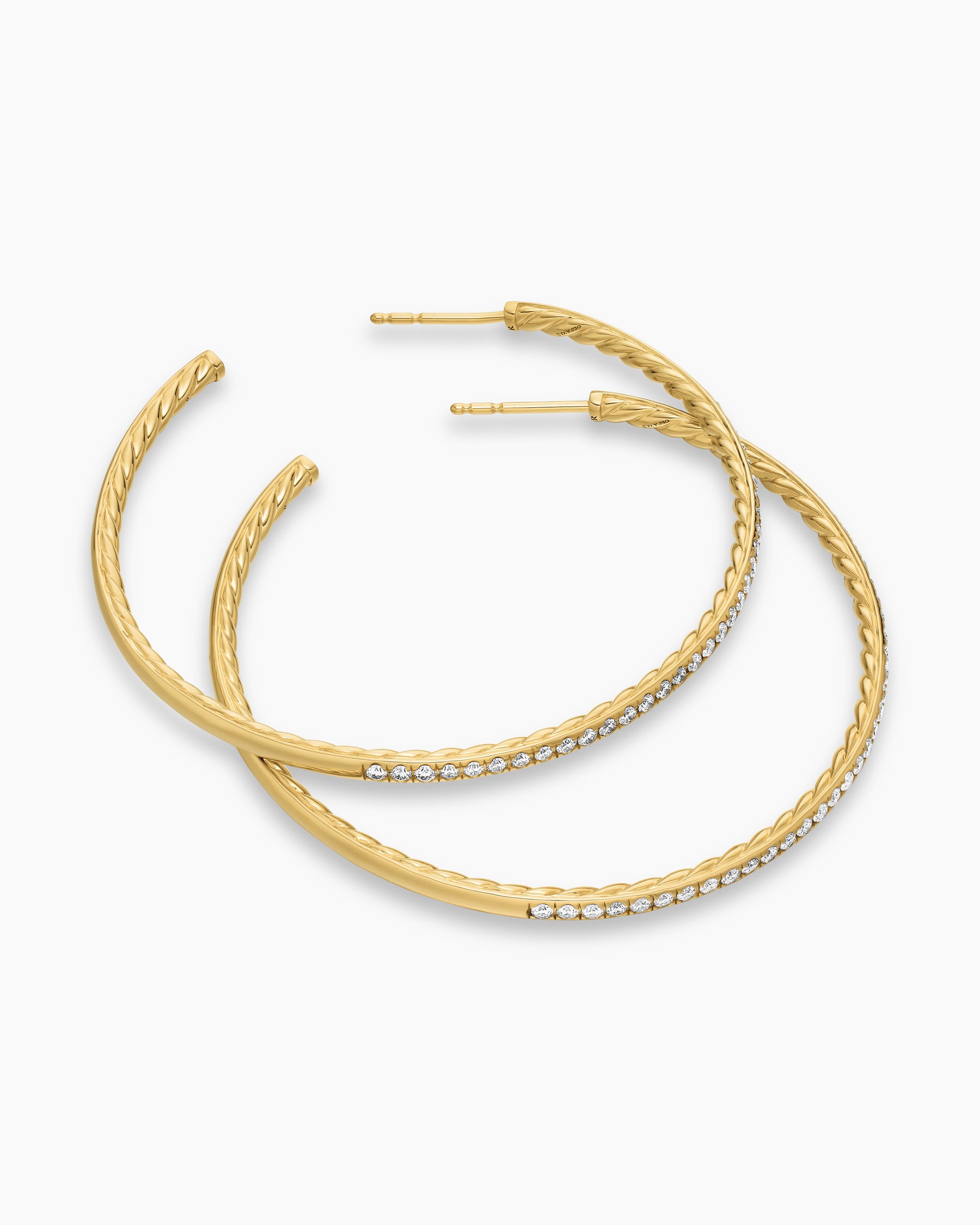 Pavé Hoop Earrings in 18K Yellow Gold with Diamonds, 50.3mm - Image 4