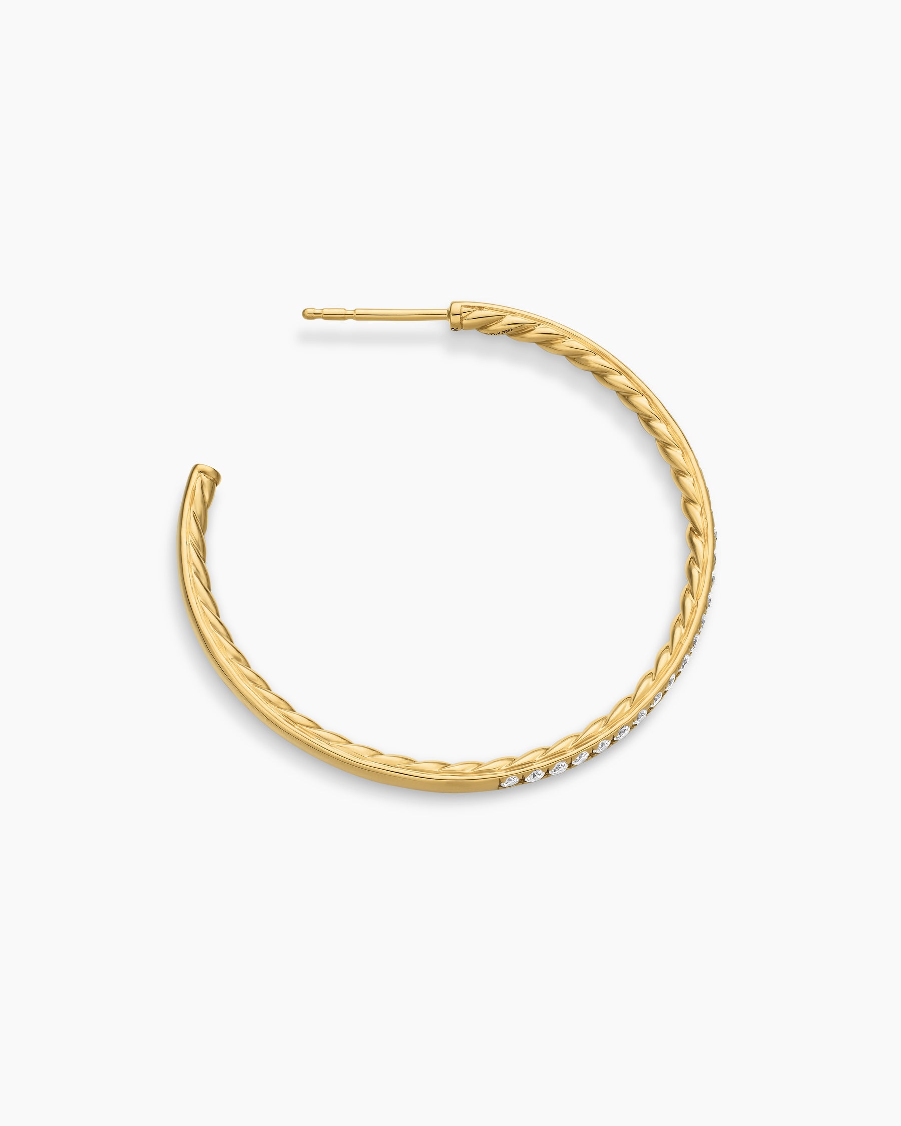 Pavé Hoop Earrings in 18K Yellow Gold with Diamonds, 38mm - Image 3