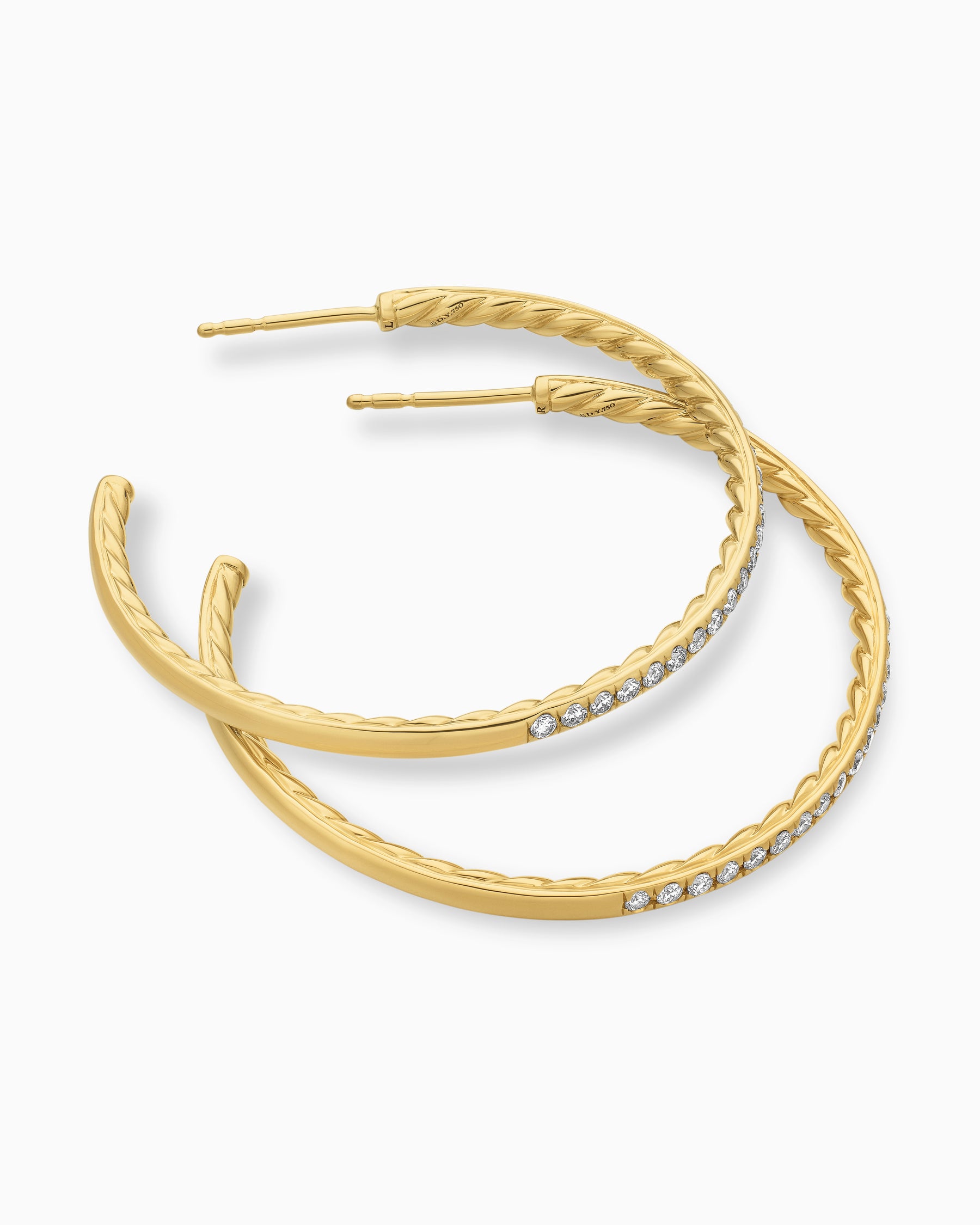 Pavé Hoop Earrings in 18K Yellow Gold with Diamonds, 38mm - Image 4