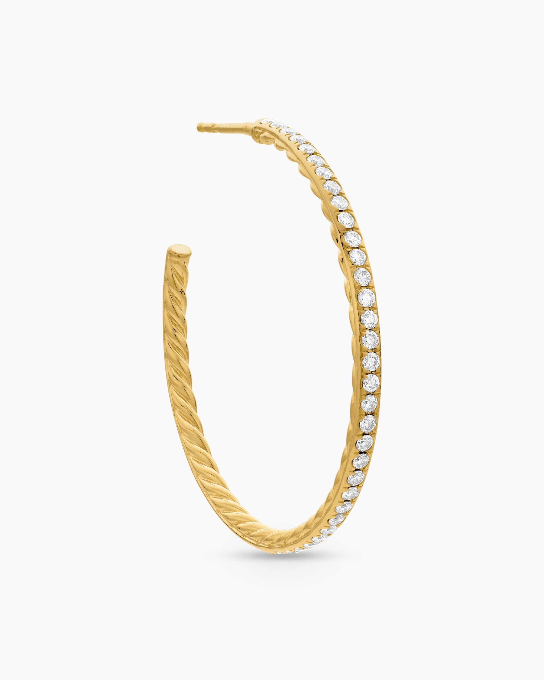 Pavé Hoop Earrings in 18K Yellow Gold with Diamonds, 38mm - Image 5