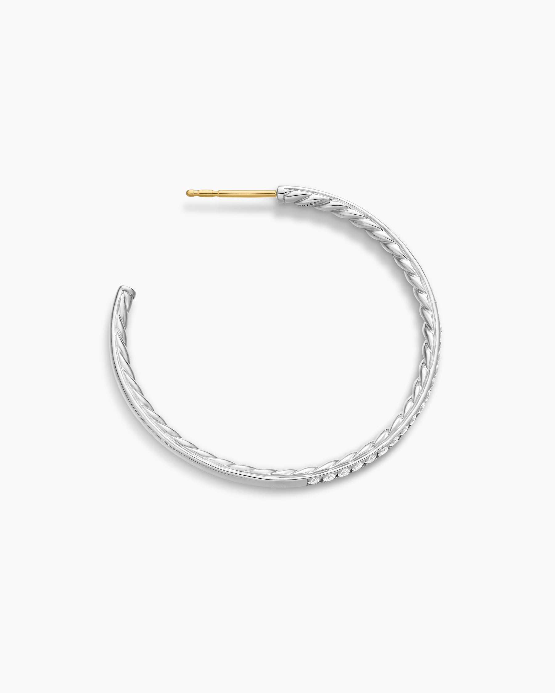 Pavé Hoop Earrings in Sterling Silver with Diamonds, 38mm - Image 3