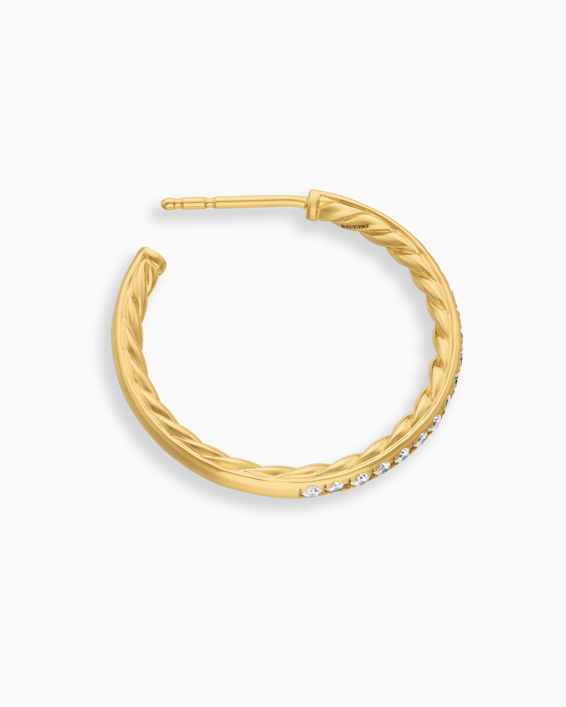Pavé Hoop Earrings in 18K Yellow Gold with Diamonds, 25.4mm - Image 3