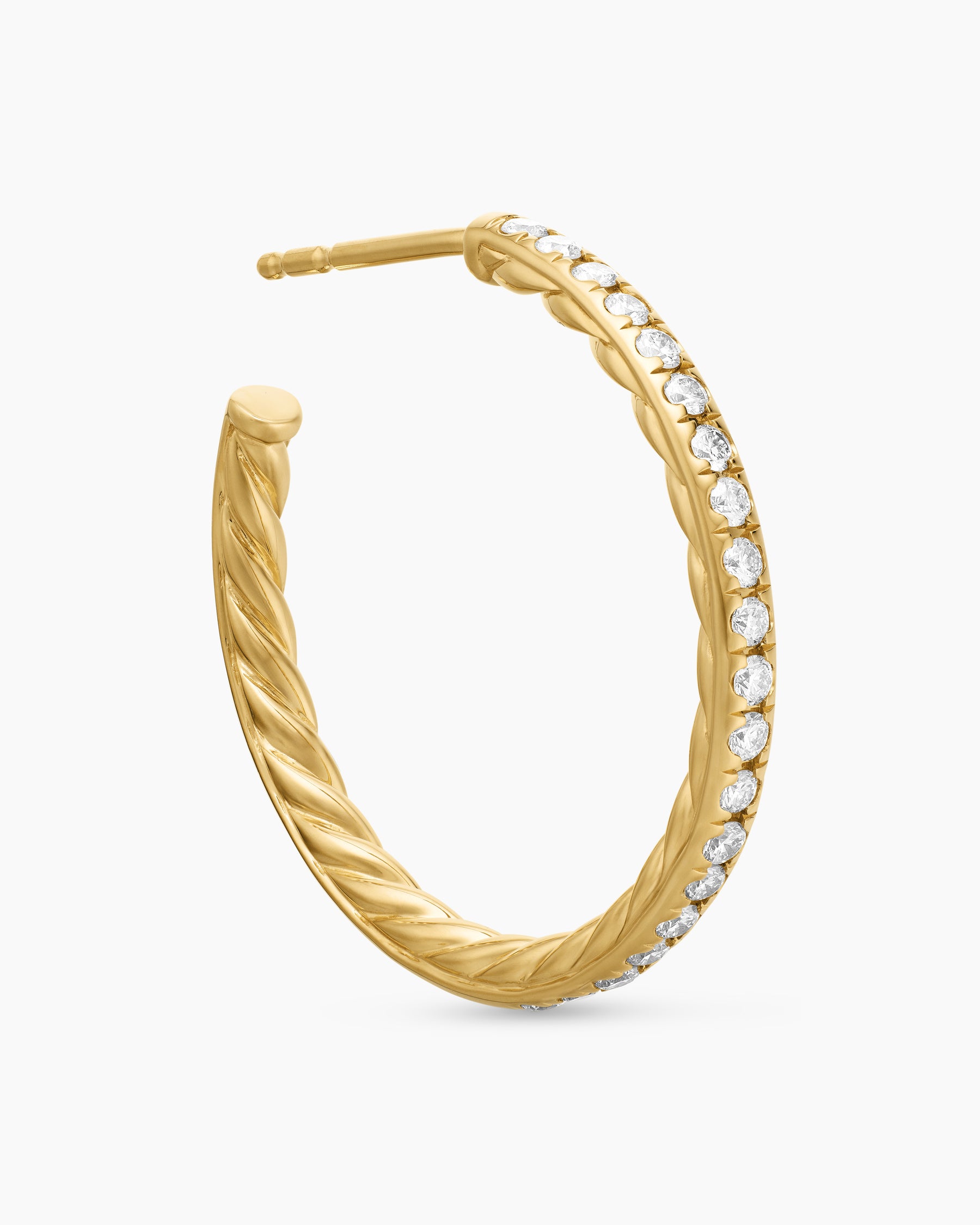 Pavé Hoop Earrings in 18K Yellow Gold with Diamonds, 25.4mm - Image 5