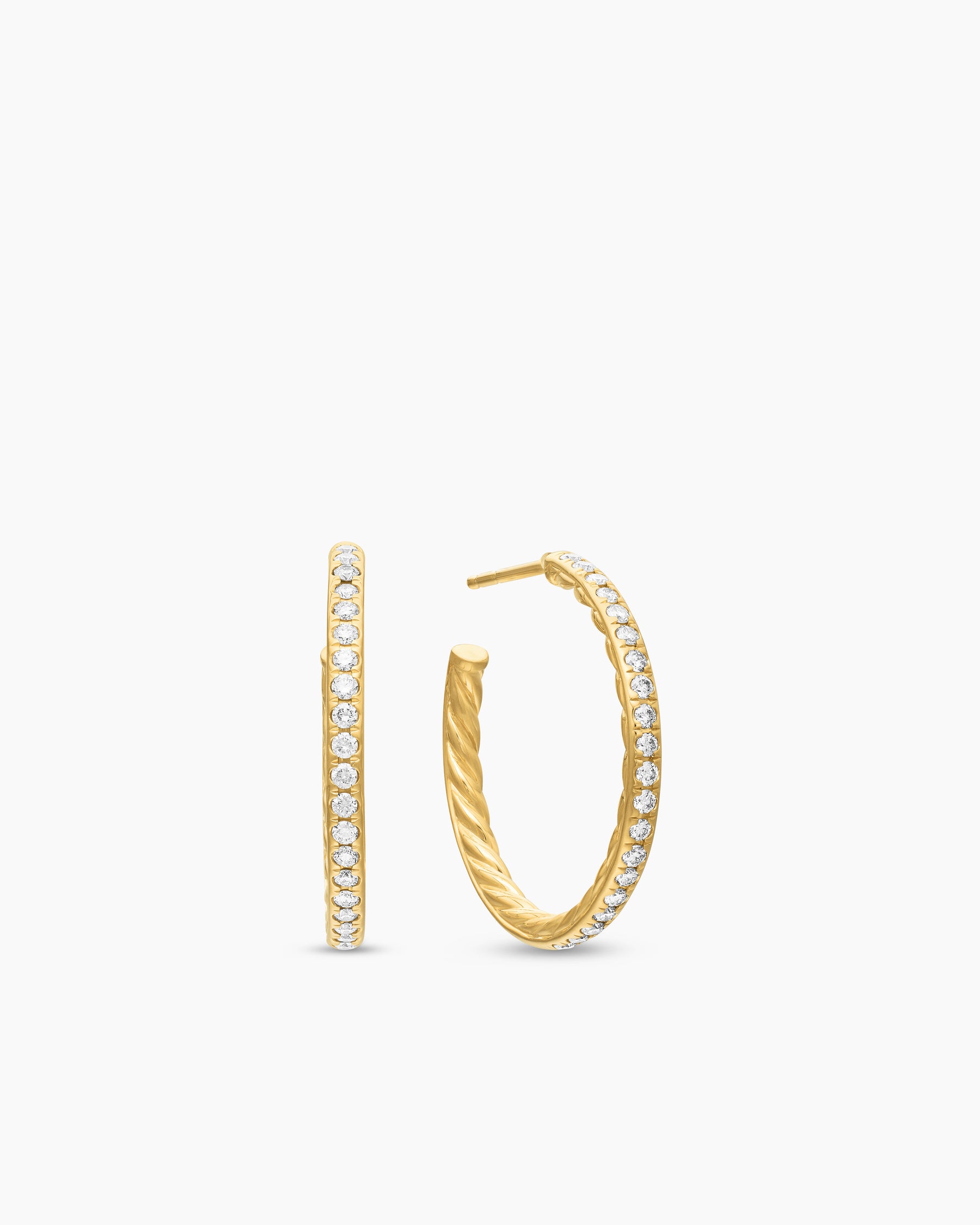 Pavé Hoop Earrings in 18K Yellow Gold with Diamonds, 25.4mm