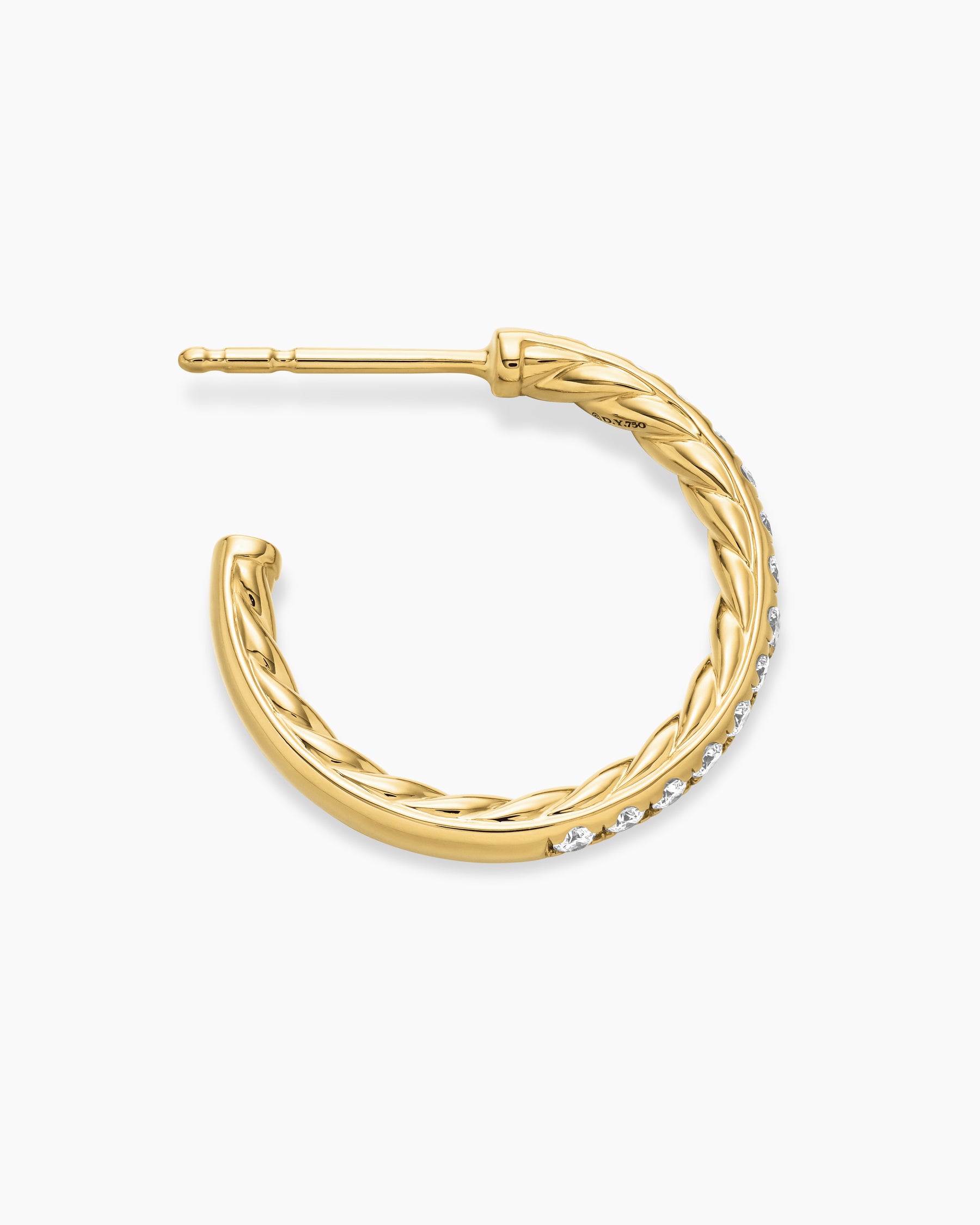 Pavé Hoop Earrings in 18K Yellow Gold with Diamonds, 19mm - Image 3
