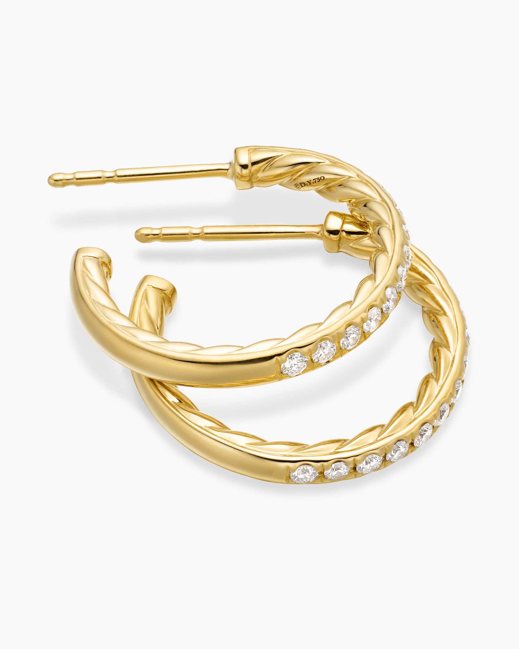 Pavé Hoop Earrings in 18K Yellow Gold with Diamonds, 19mm - Image 4