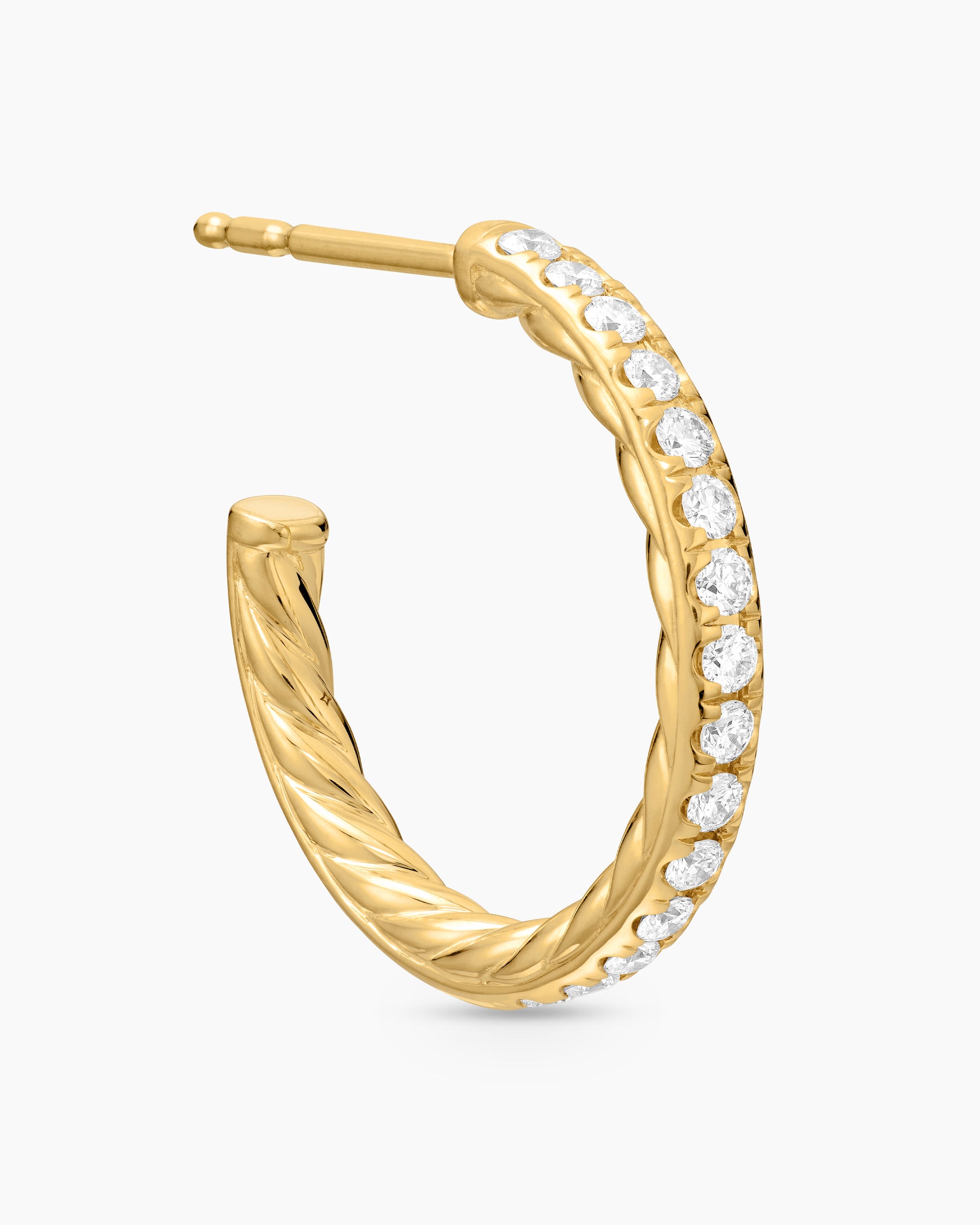 Pavé Hoop Earrings in 18K Yellow Gold with Diamonds, 19mm - Image 5