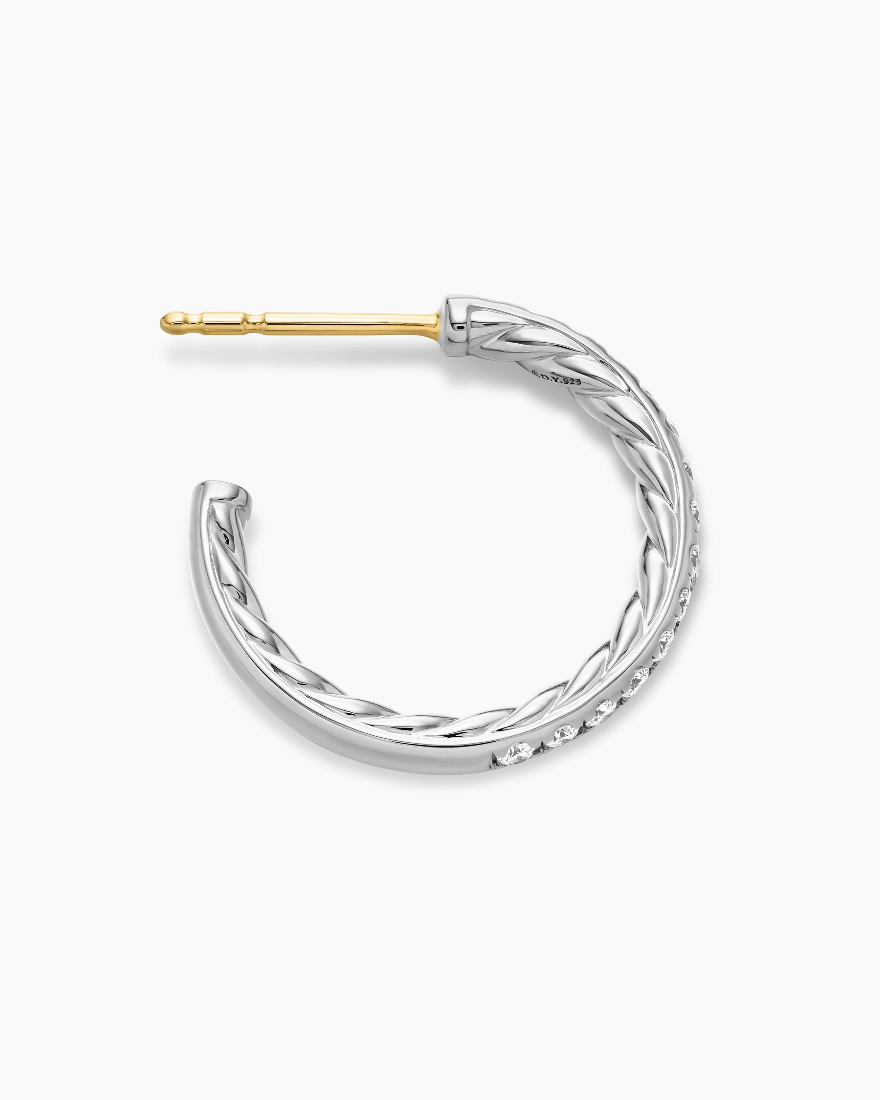 Pavé Hoop Earrings in Sterling Silver with Diamonds, 19mm - Image 3