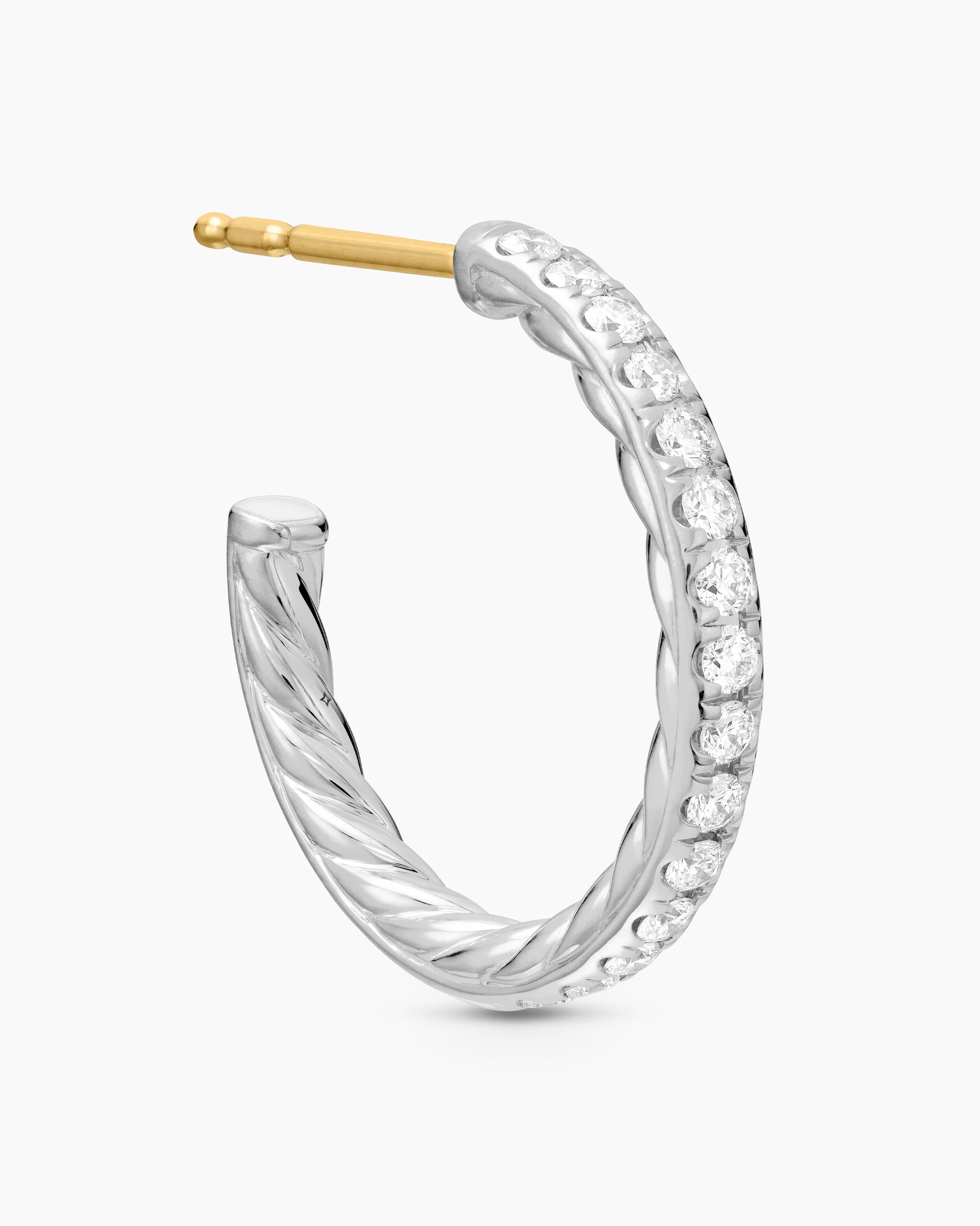 Pavé Hoop Earrings in Sterling Silver with Diamonds, 19mm - Image 5