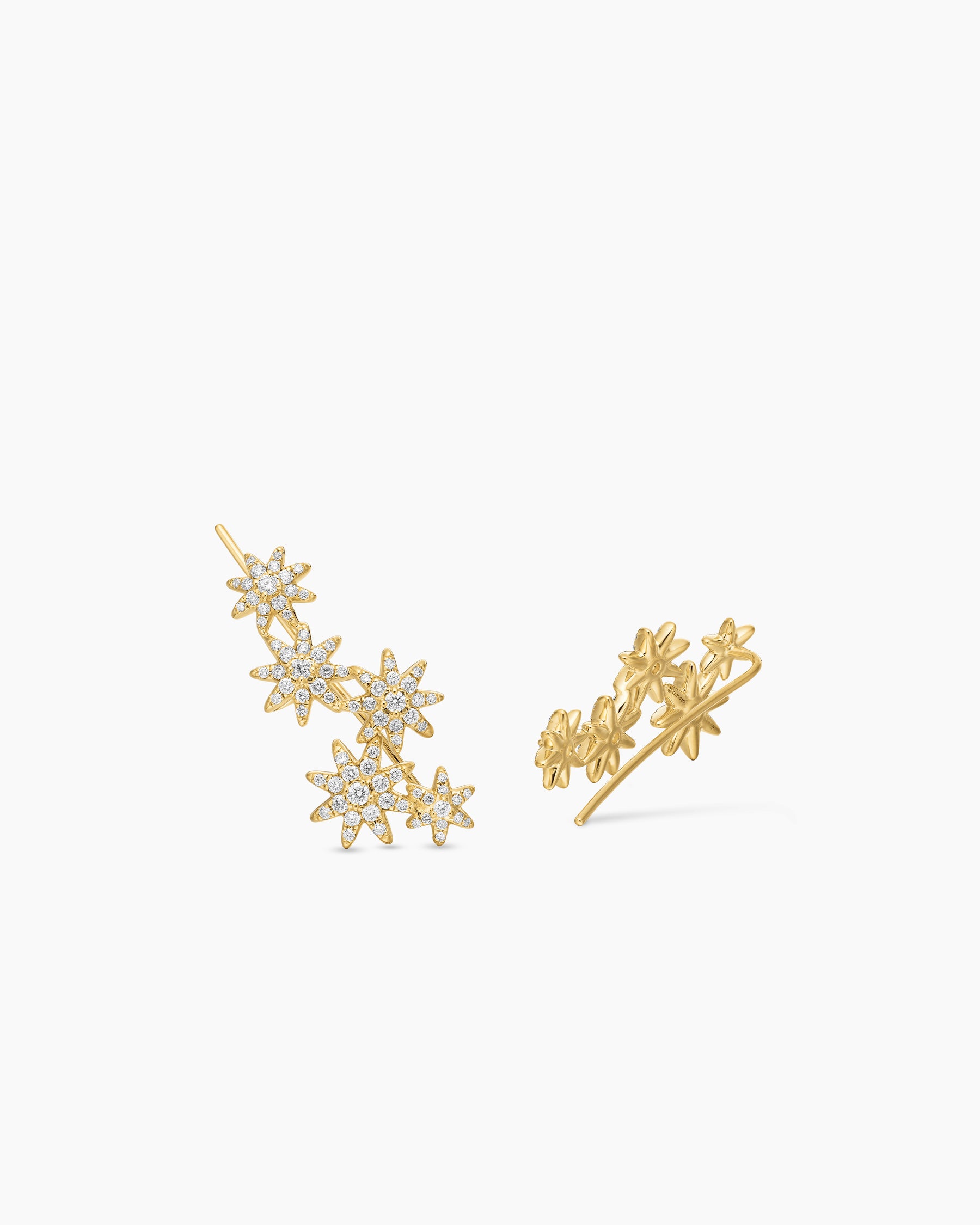 Starburst Climber Earrings in 18K Yellow Gold with Diamonds, 23mm - Image 3
