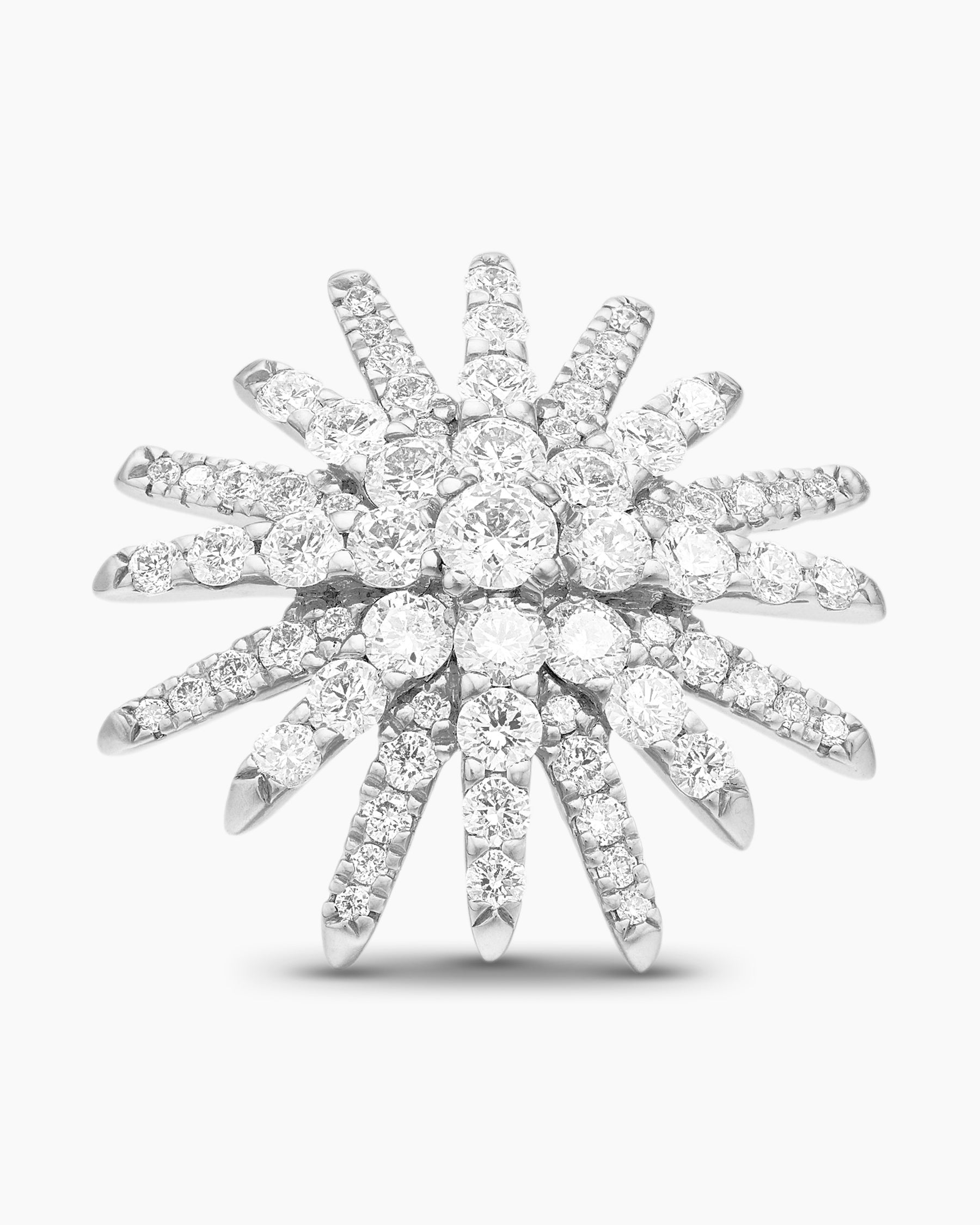 Starburst Stud Earrings in 18K White Gold with Diamonds, 19mm - Image 4