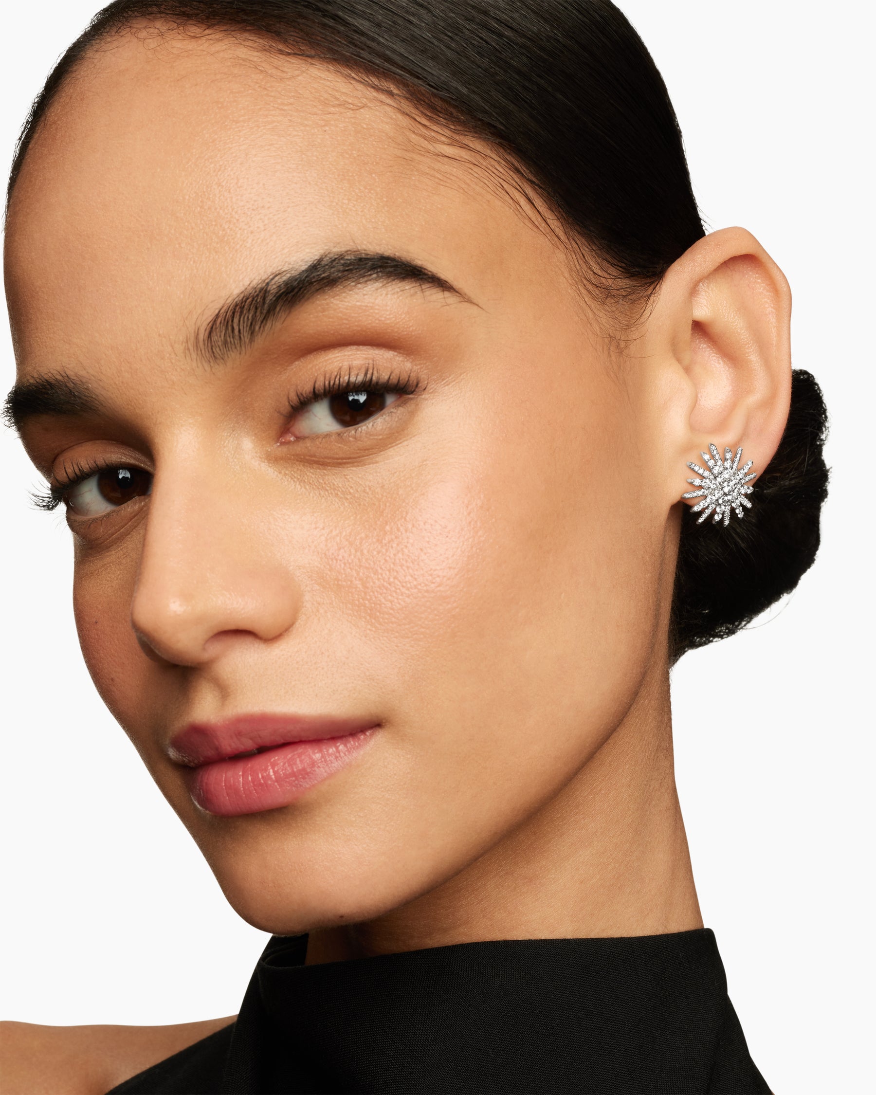Starburst Stud Earrings in 18K White Gold with Diamonds, 19mm - Image 6