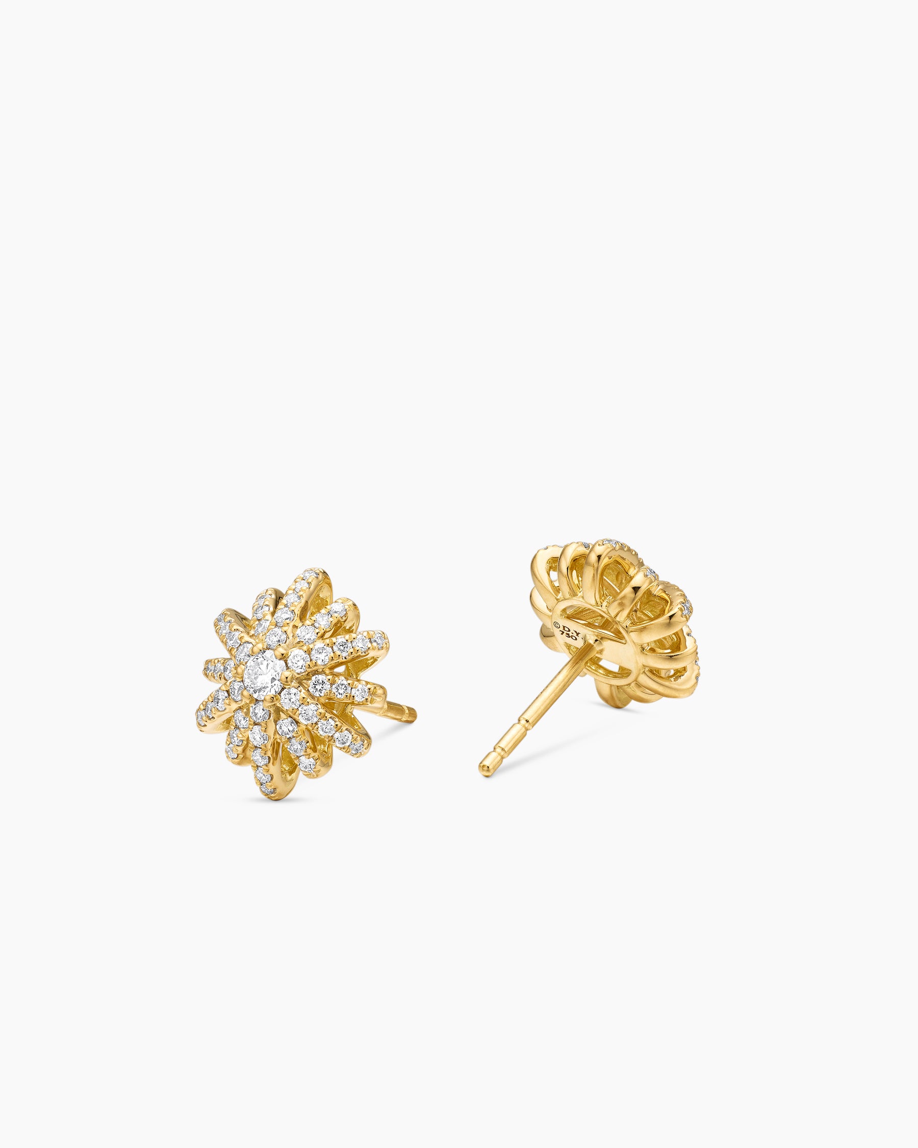 Starburst Stud Earrings in 18K Yellow Gold with Diamonds, 11.7mm - Image 3