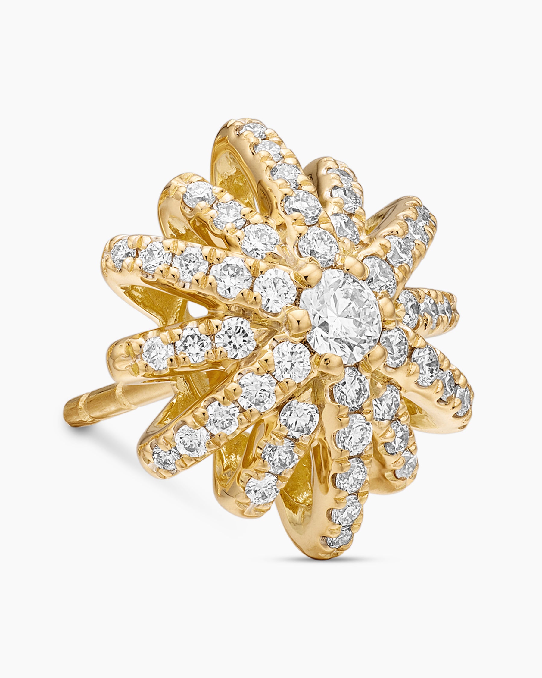 Starburst Stud Earrings in 18K Yellow Gold with Diamonds, 11.7mm - Image 5