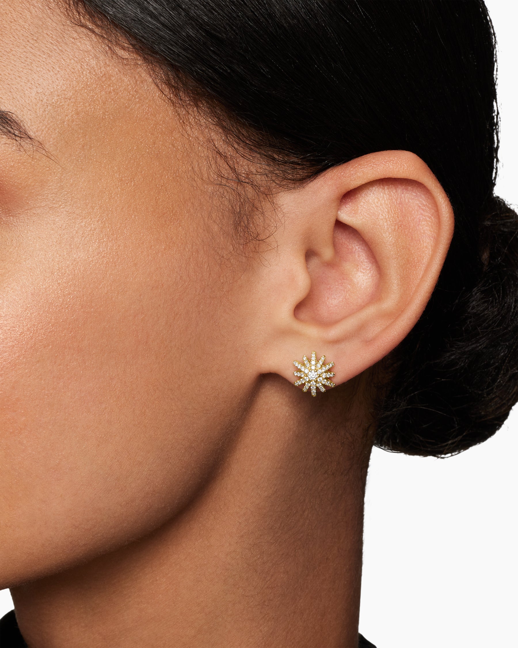 Starburst Stud Earrings in 18K Yellow Gold with Diamonds, 11.7mm - Image 6