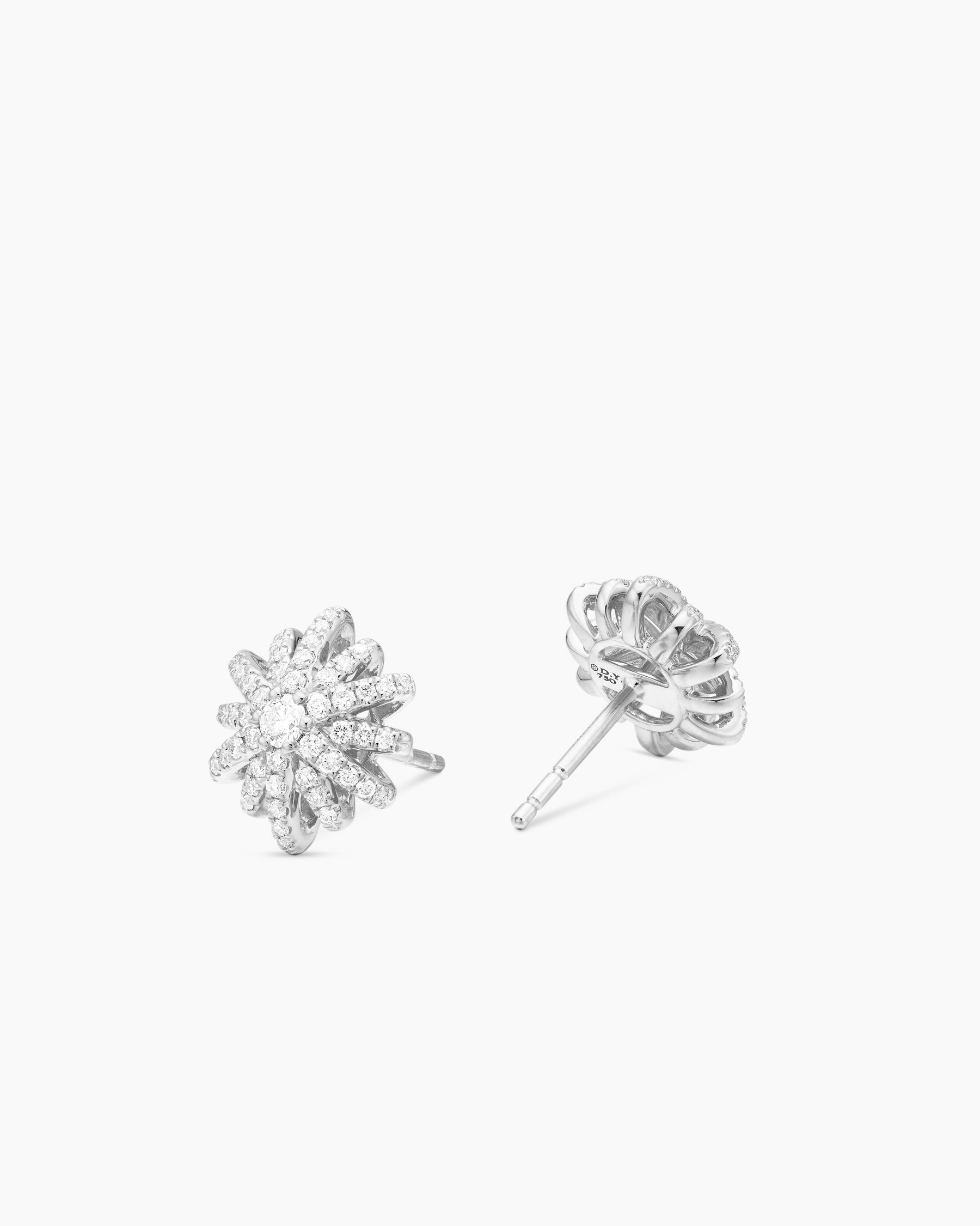 Starburst Stud Earrings in 18K White Gold with Diamonds, 11.7mm - Image 3