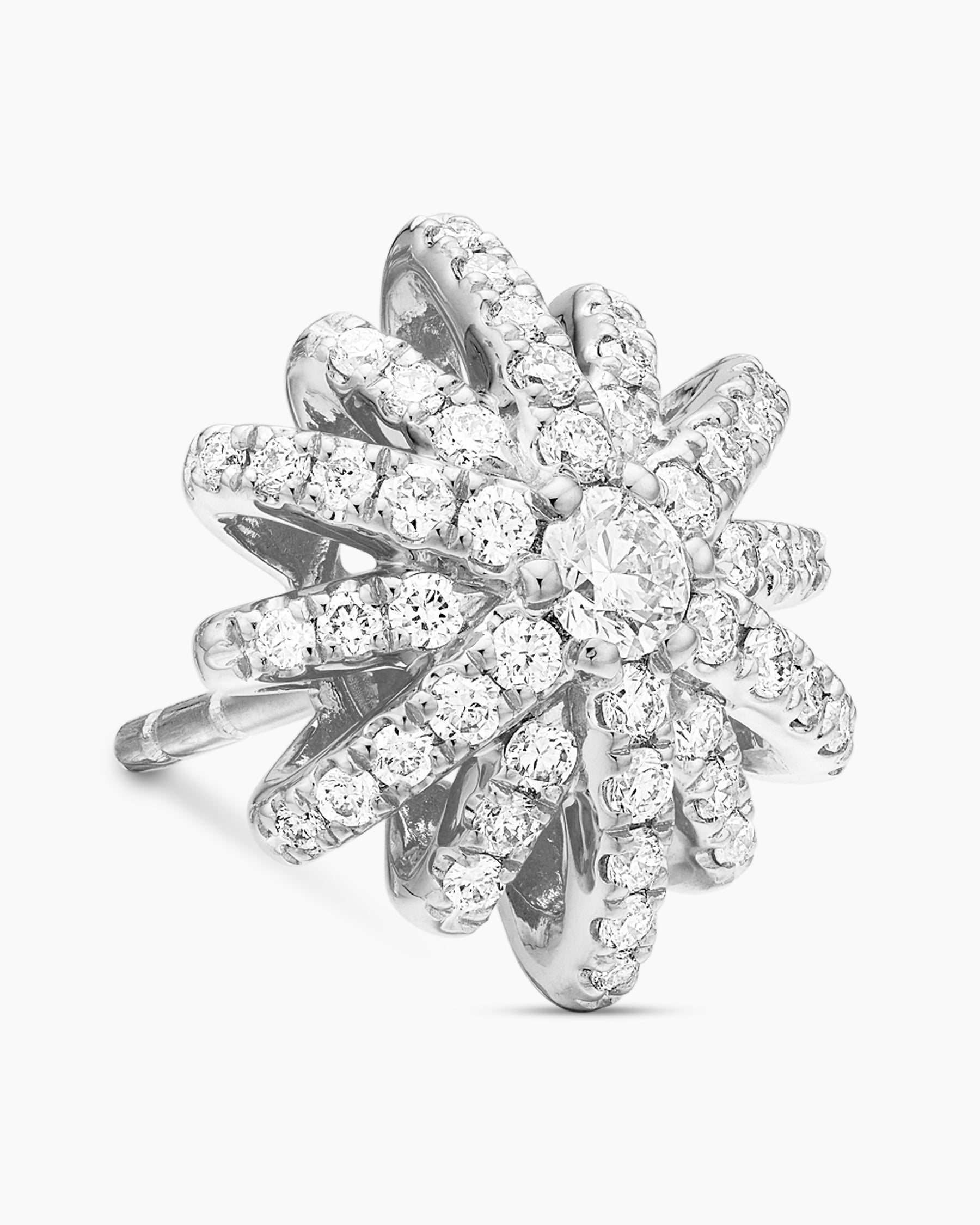 Starburst Stud Earrings in 18K White Gold with Diamonds, 11.7mm - Image 5