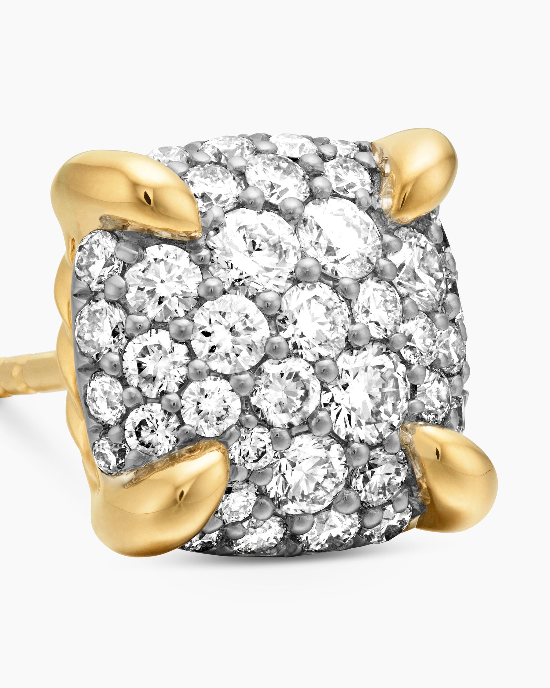 Chatelaine Stud Earrings in 18K Yellow Gold with Pavé Diamonds, 8mm - Image 4