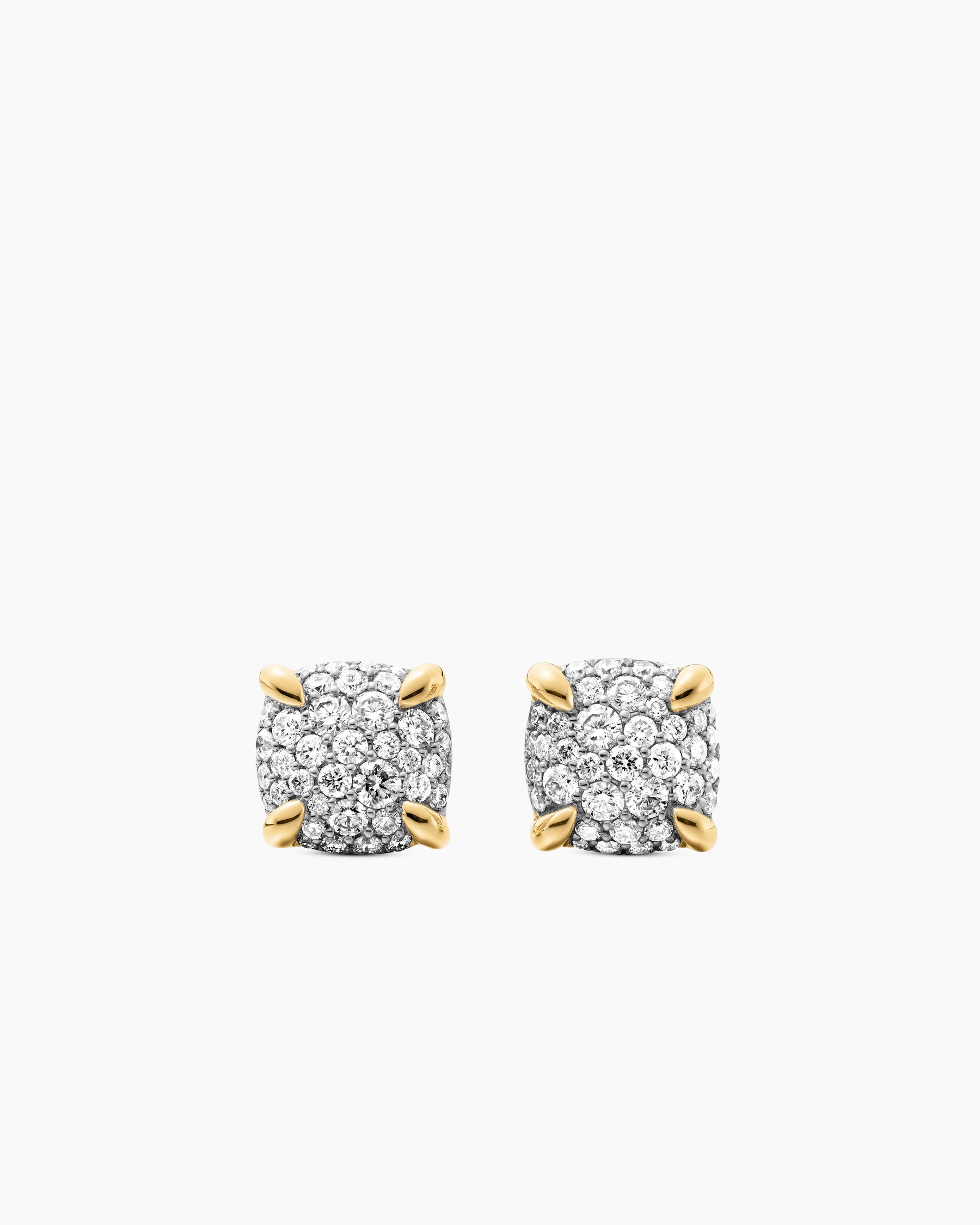 Chatelaine Stud Earrings in 18K Yellow Gold with Pavé Diamonds, 8mm