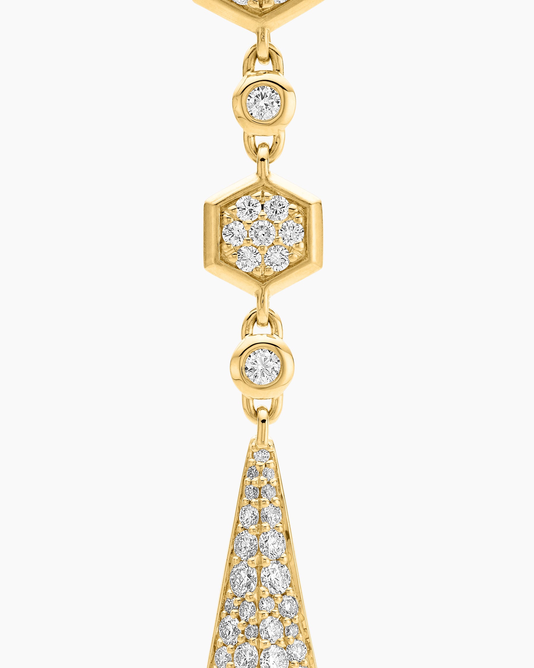 Modern Renaissance Drop Earrings in 18K Yellow Gold with Diamonds, 30mm - Image 4