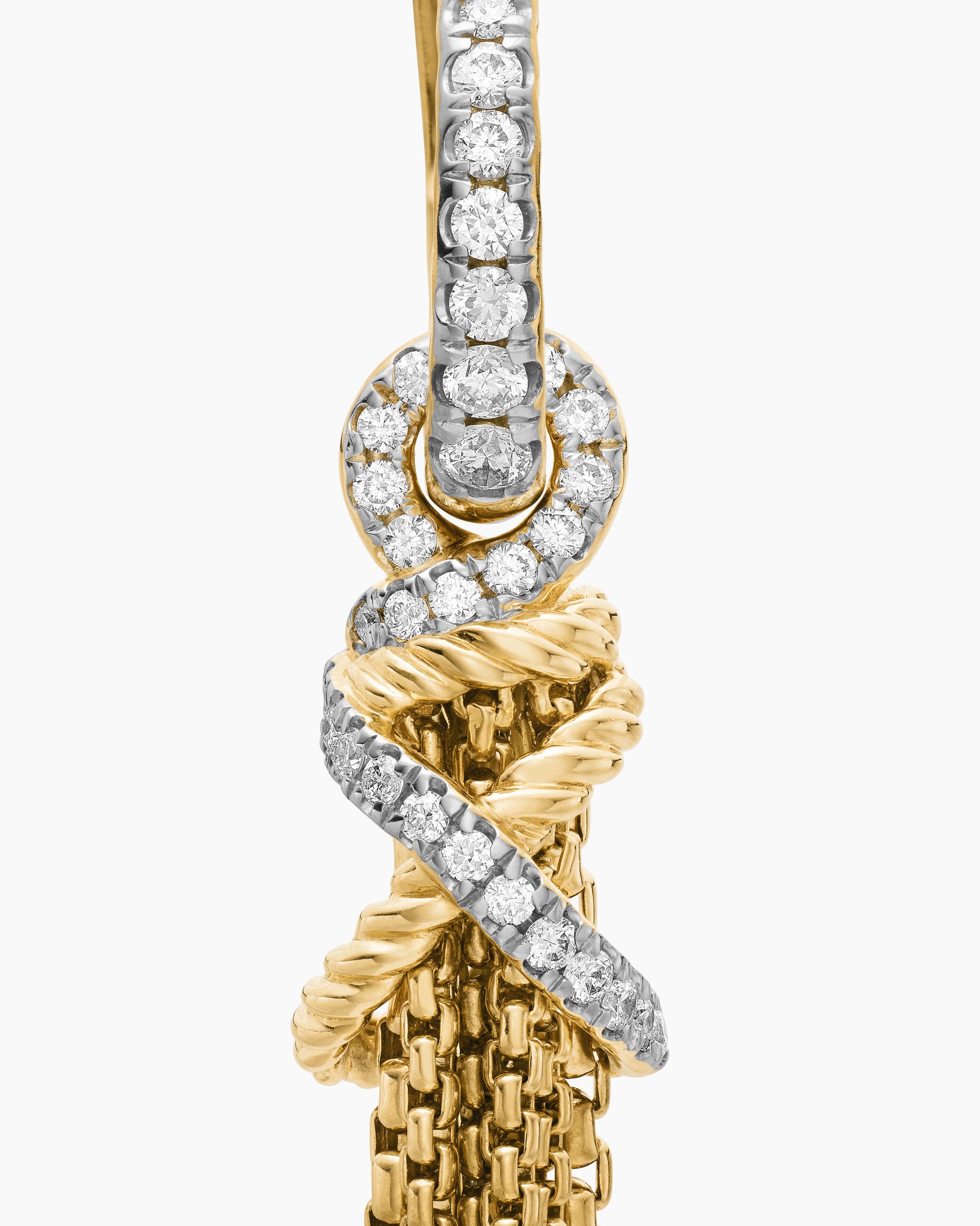 Helena Chain Tassel Earrings in 18K Yellow Gold with Diamonds, 76mm - Image 4
