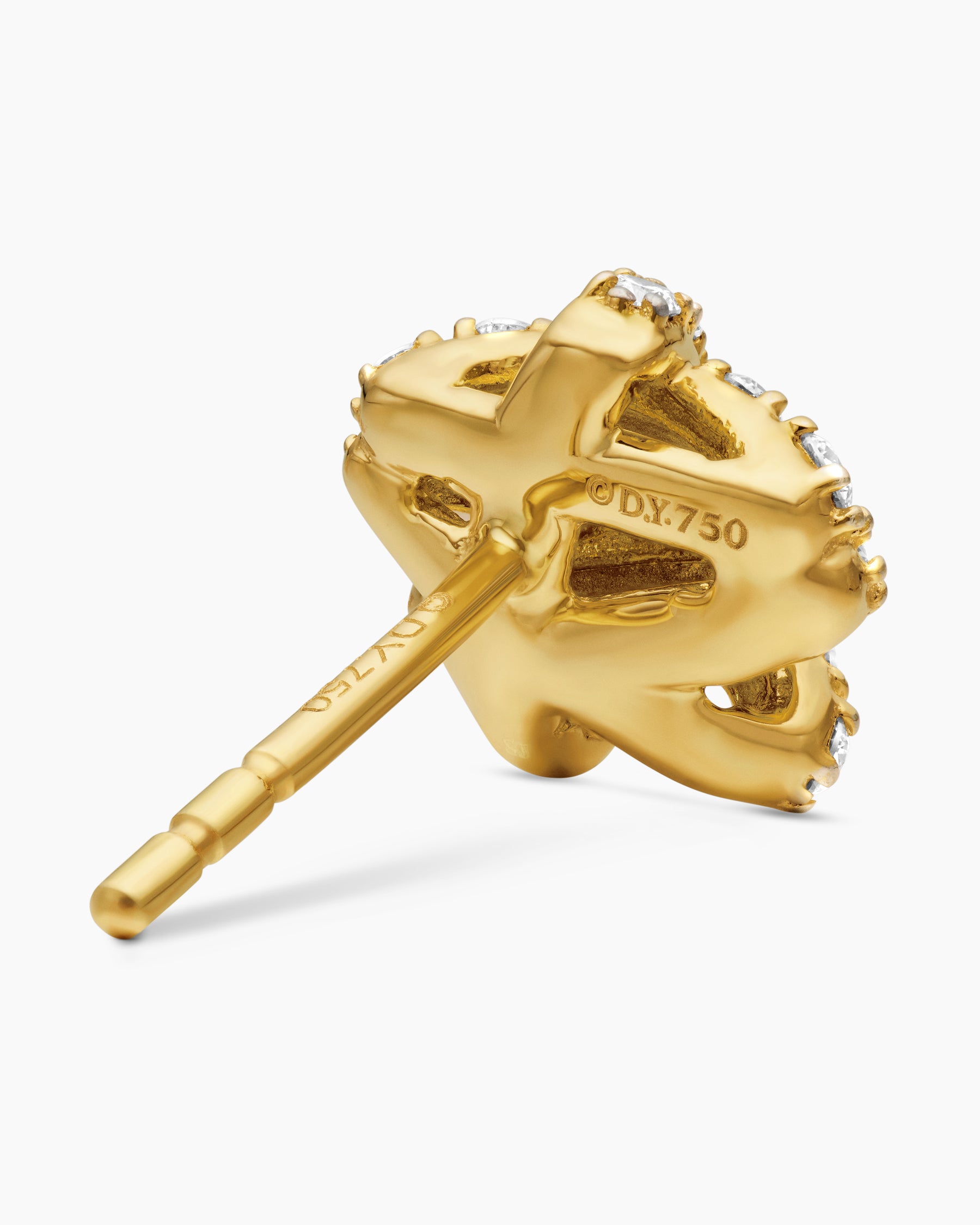 Pavé Crossover Stud Earrings in 18K Yellow Gold with Diamonds, 9mm - Image 5