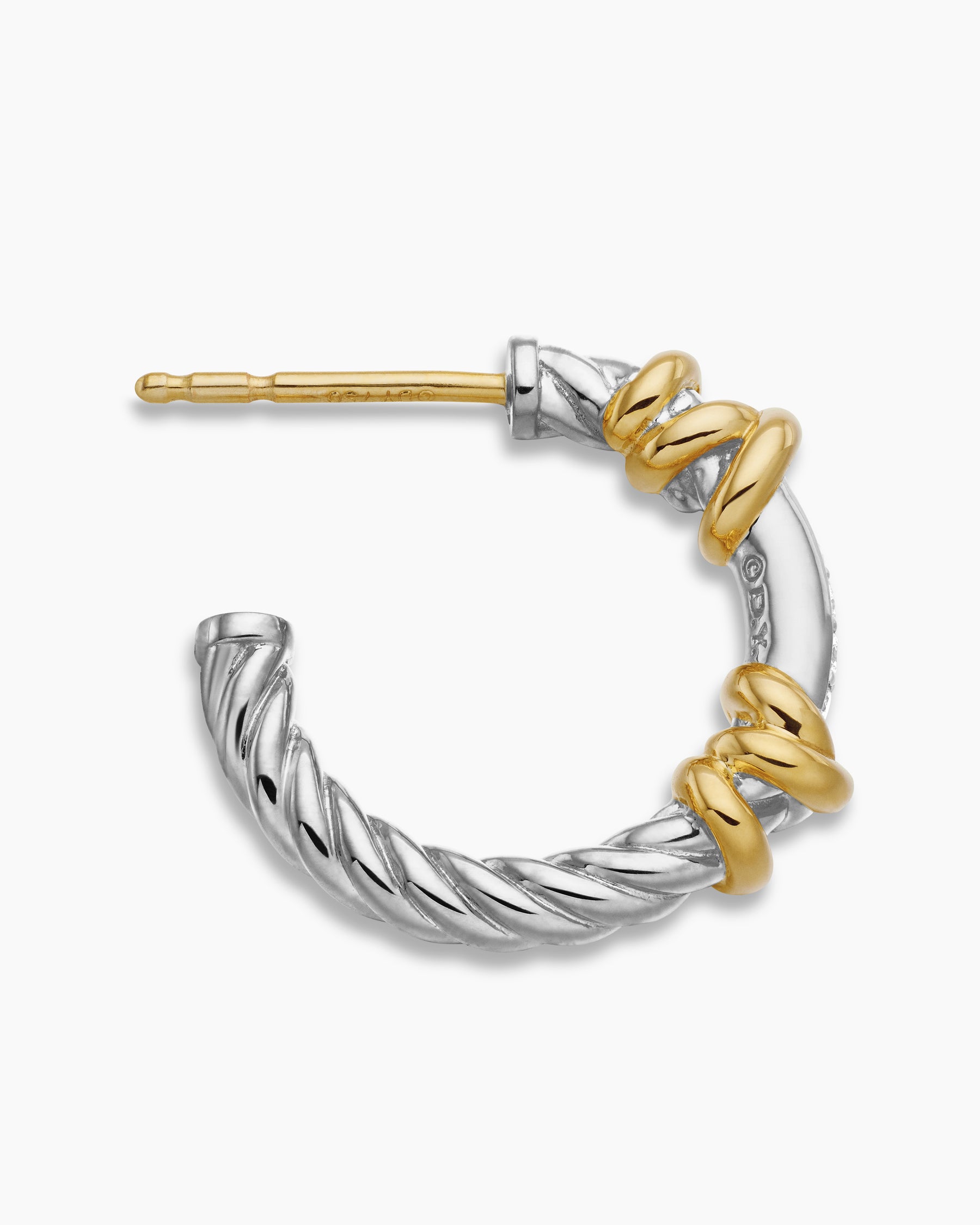 Petite Helena Wrap Hoop Earrings in Sterling Silver with 18K Yellow Gold and Diamonds, 18mm - Image 3