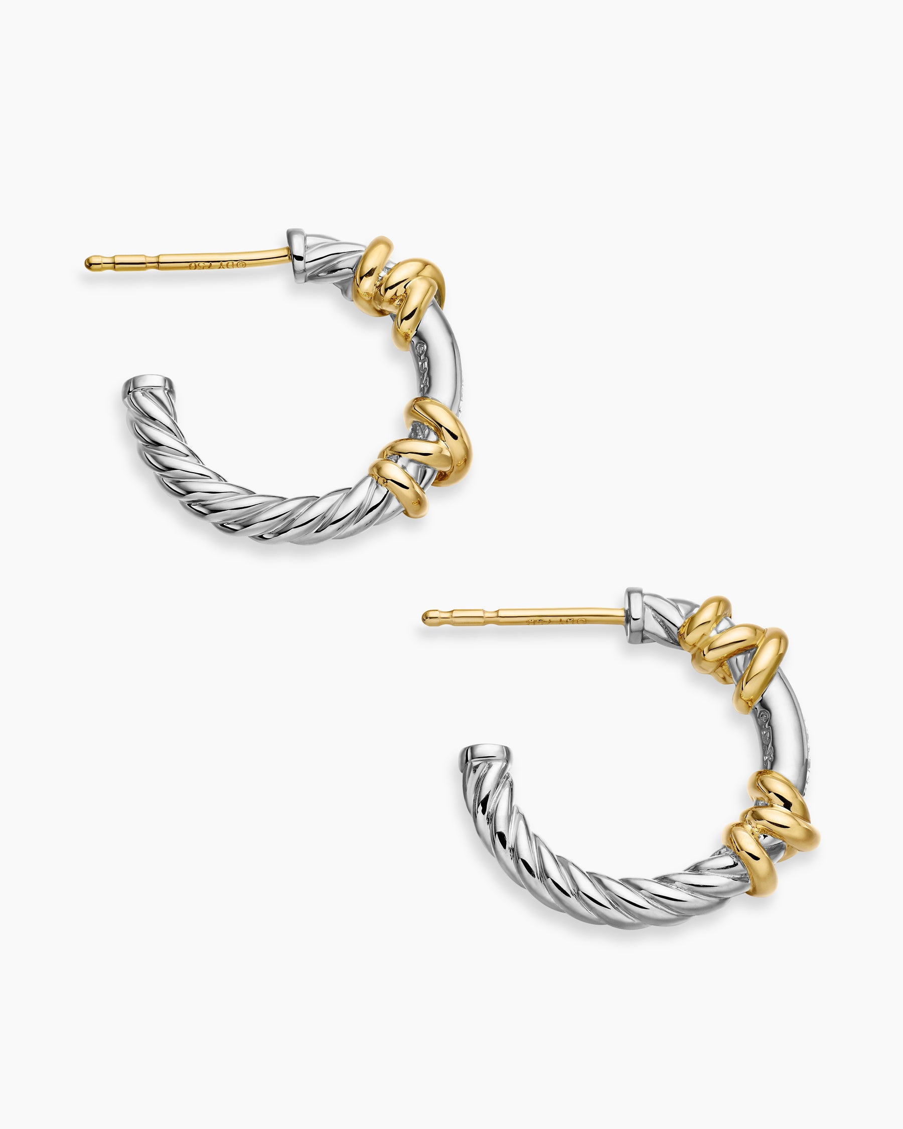 Petite Helena Wrap Hoop Earrings in Sterling Silver with 18K Yellow Gold and Diamonds, 18mm - Image 4