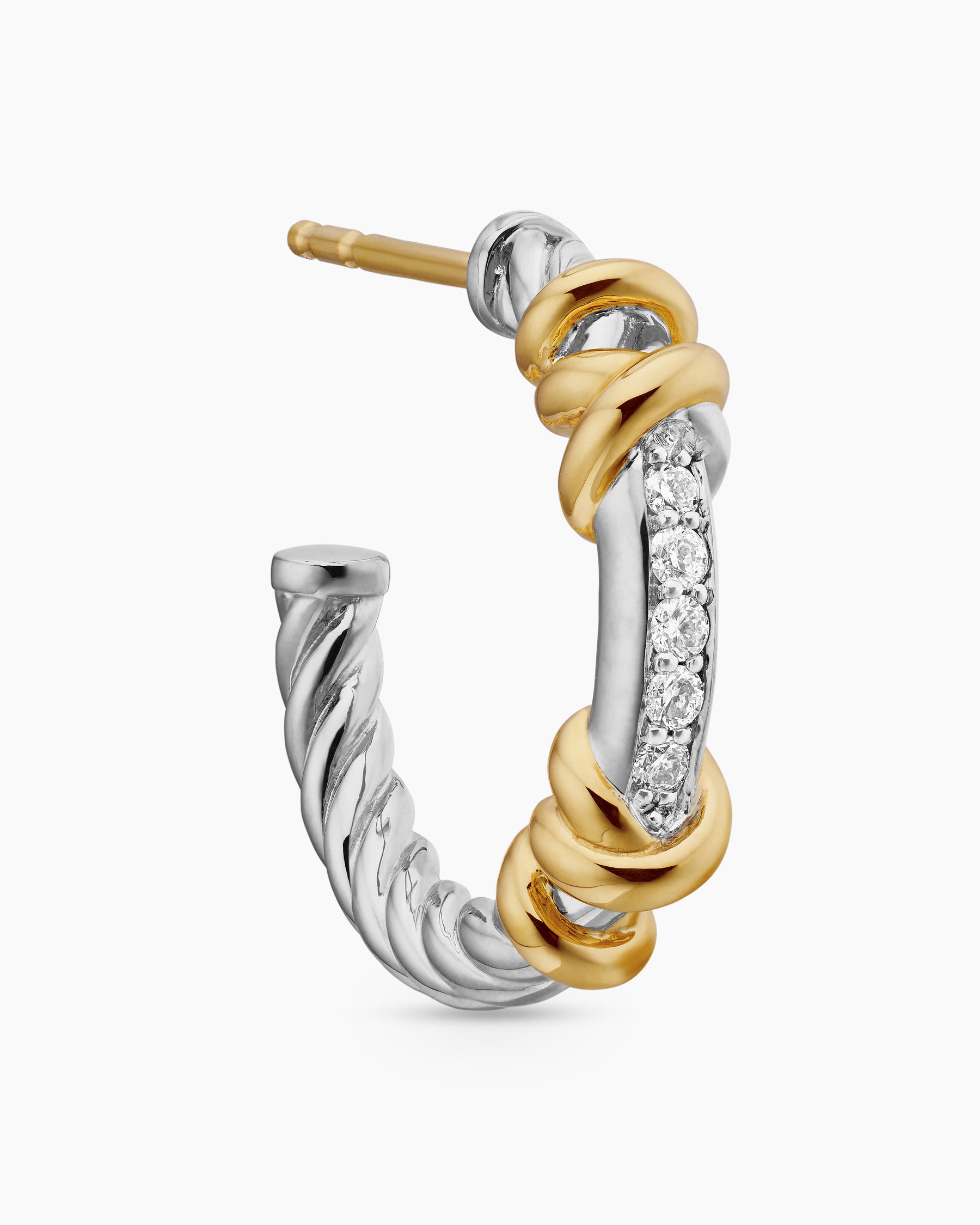Petite Helena Wrap Hoop Earrings in Sterling Silver with 18K Yellow Gold and Diamonds, 18mm - Image 5