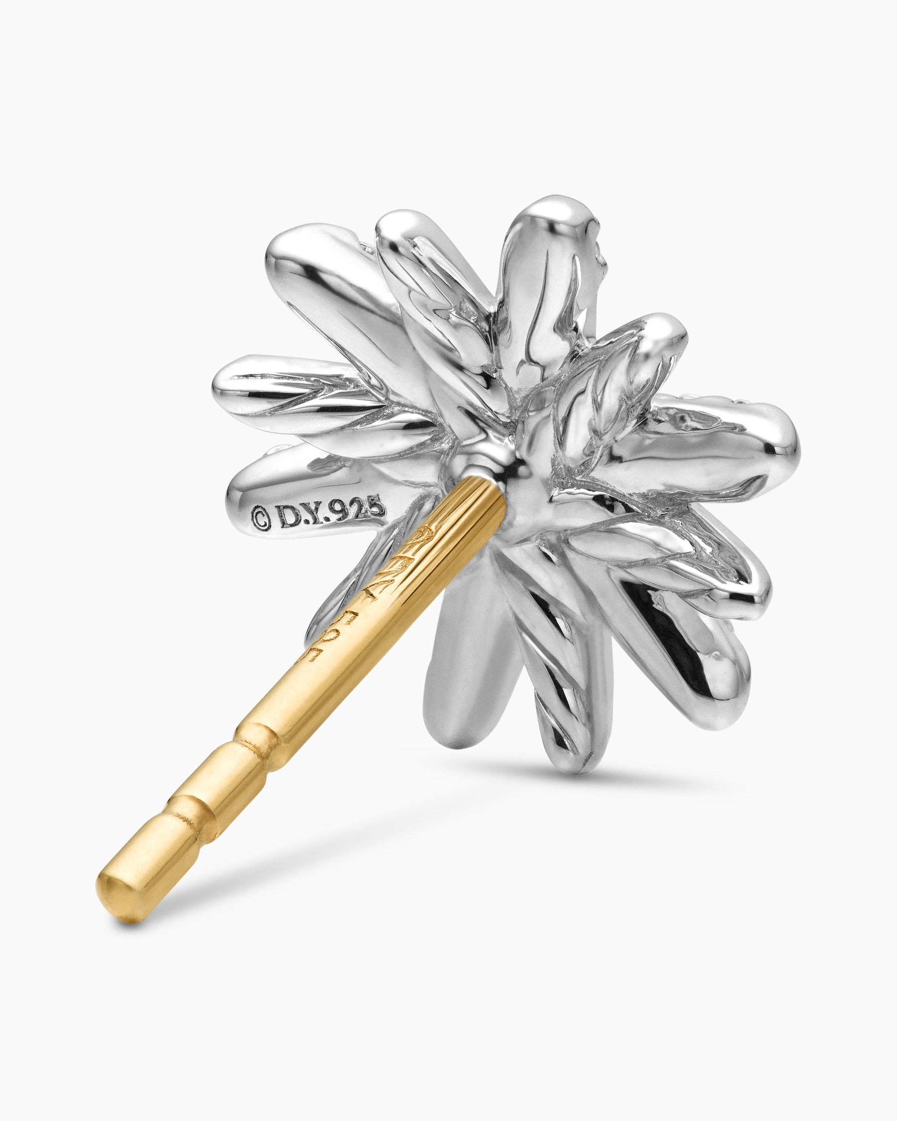 Petite Starburst Stud Earrings in Sterling Silver with Diamonds, 10mm - Image 5