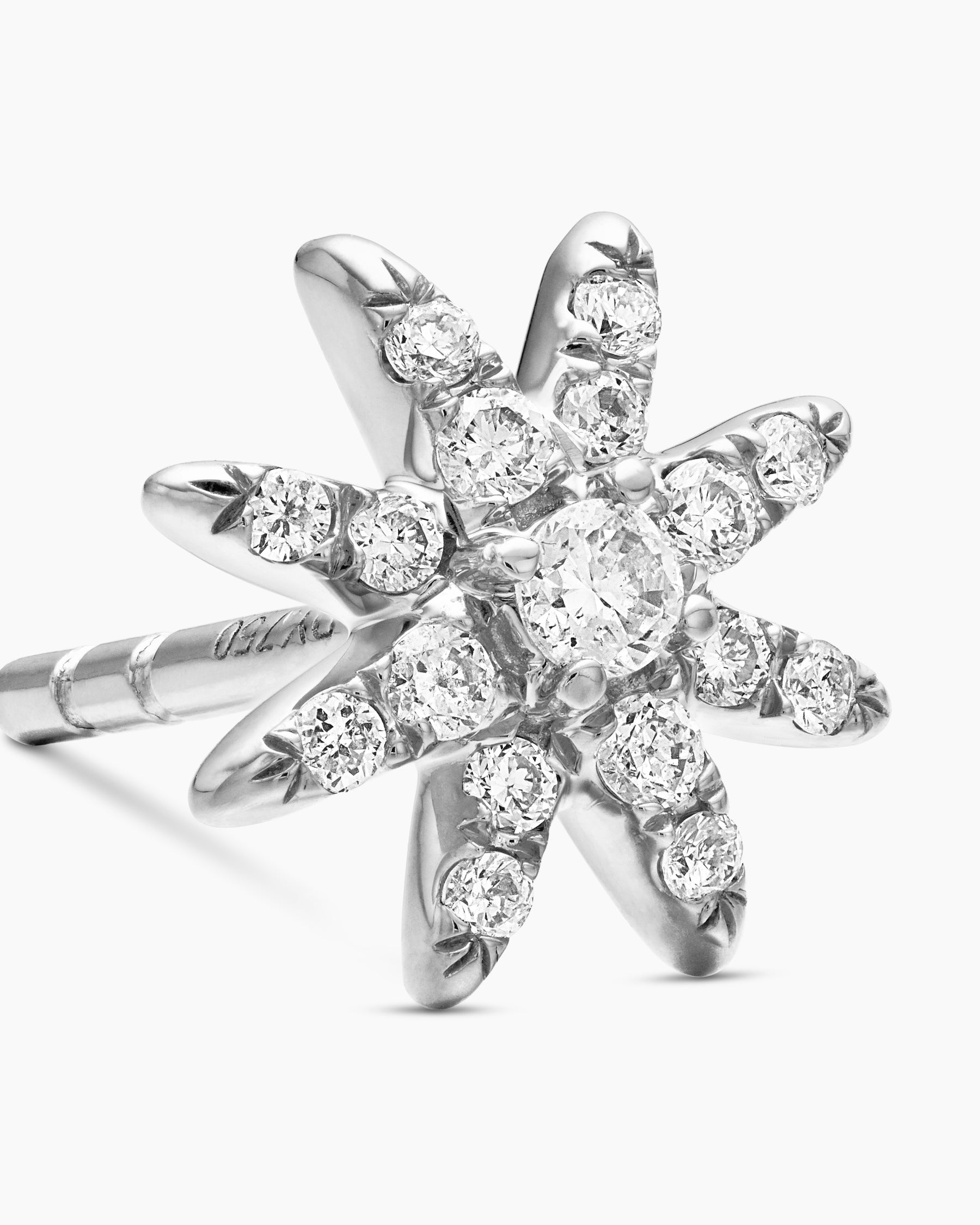 Petite Starburst Stud Earrings in 18K White Gold with Diamonds, 7.5mm - Image 4