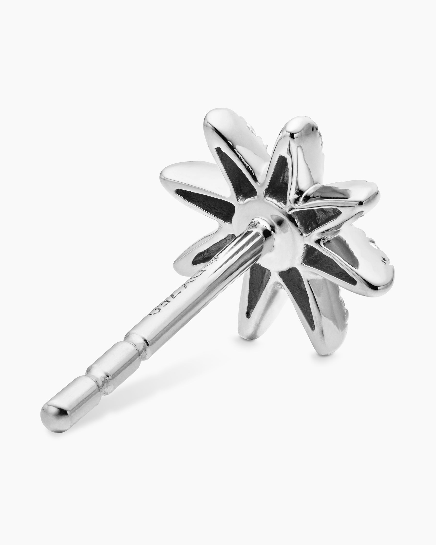 Petite Starburst Stud Earrings in 18K White Gold with Diamonds, 7.5mm - Image 5