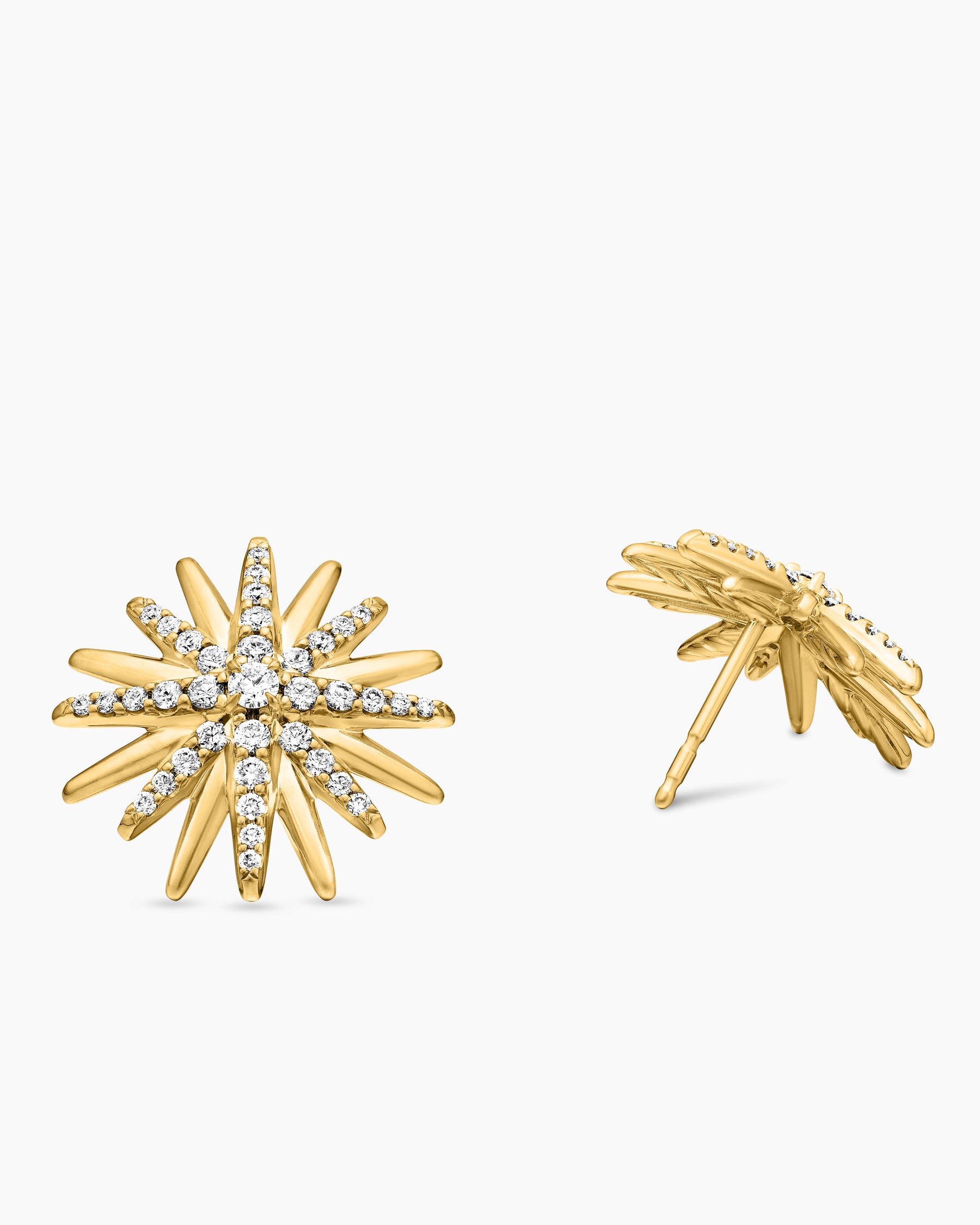 Starburst Stud Earrings in 18K Yellow Gold with Diamonds, 19mm - Image 3