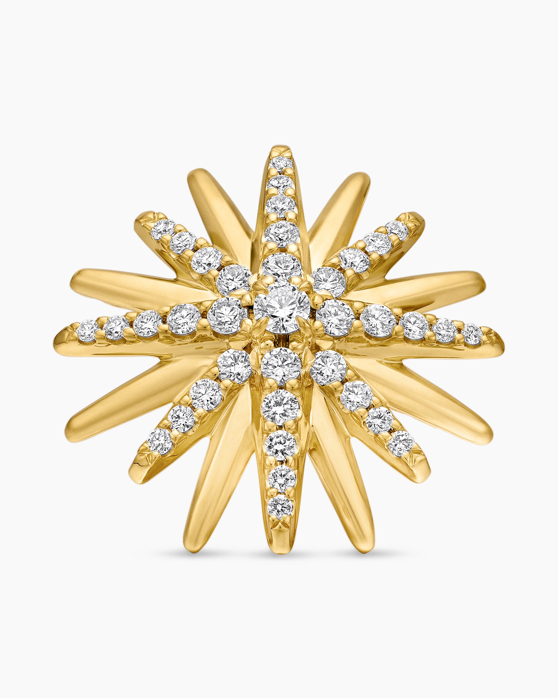 Starburst Stud Earrings in 18K Yellow Gold with Diamonds, 19mm - Image 4