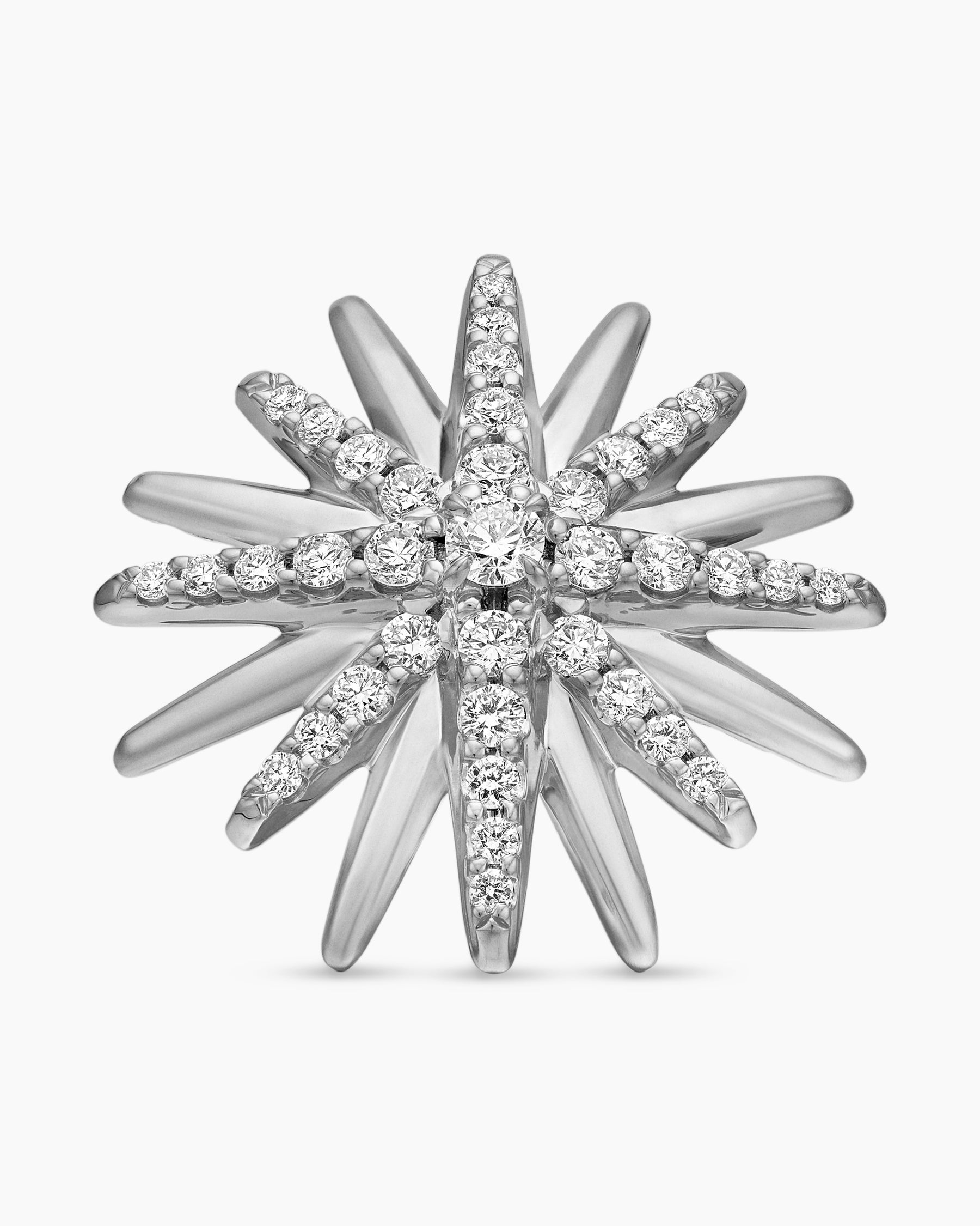 Starburst Stud Earrings in Sterling Silver with Diamonds, 19mm - Image 4