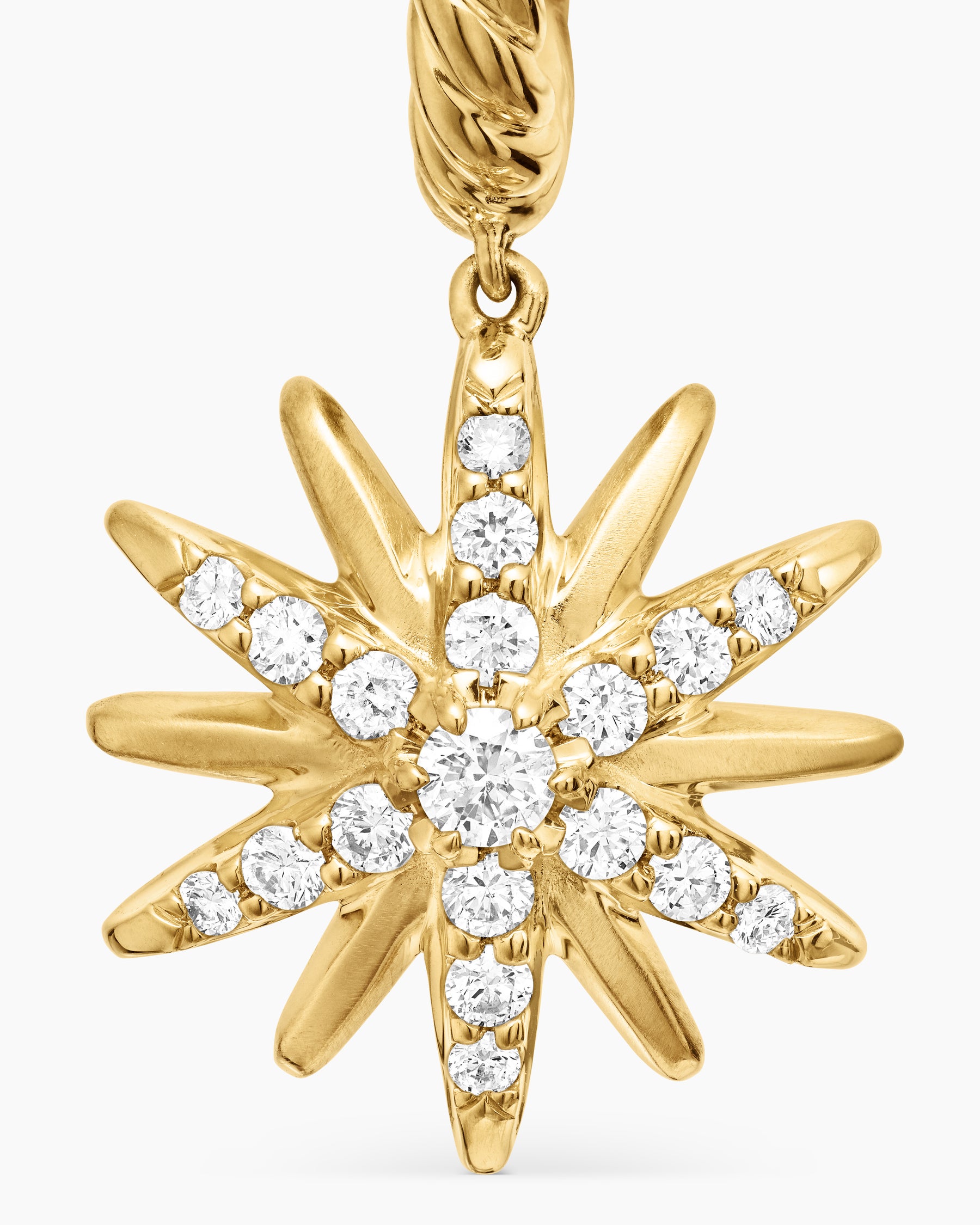 Starburst Drop Earrings in 18K Yellow Gold with Diamonds, 25mm - Image 4