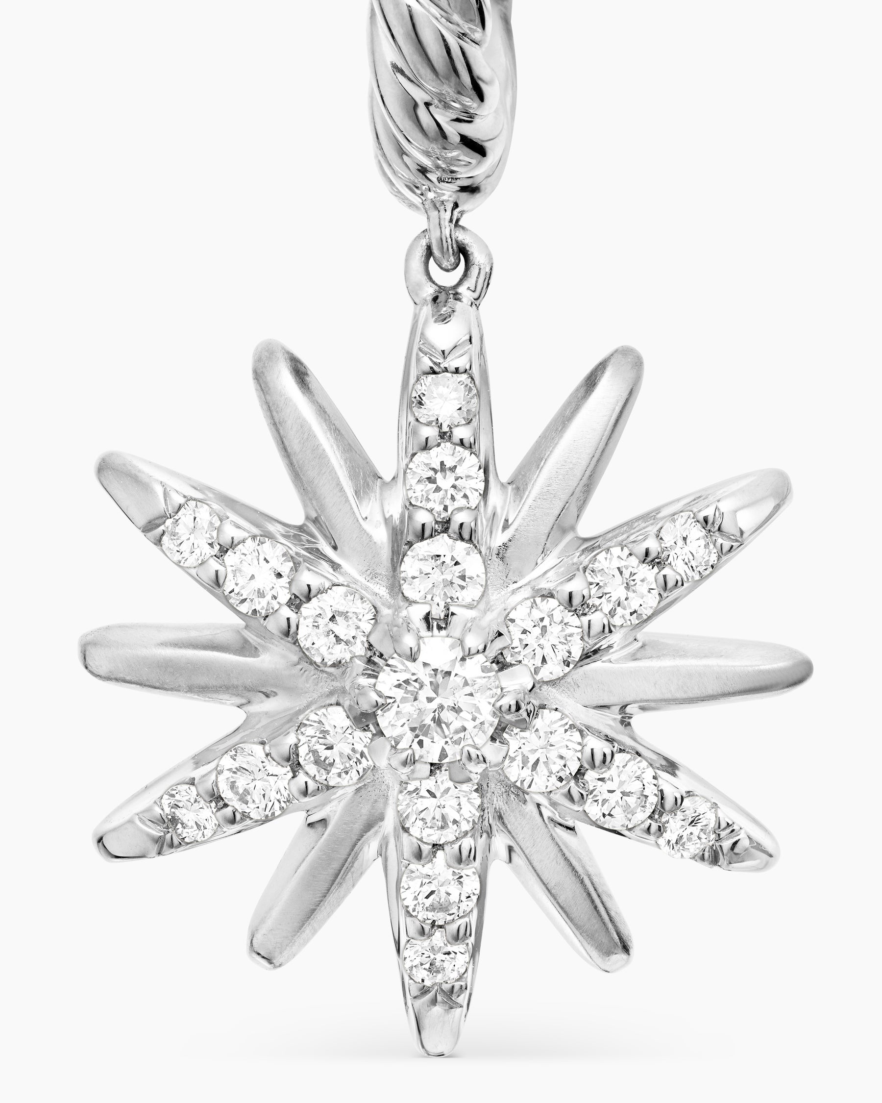 Starburst Drop Earrings in Sterling Silver with Diamonds, 25mm - Image 4