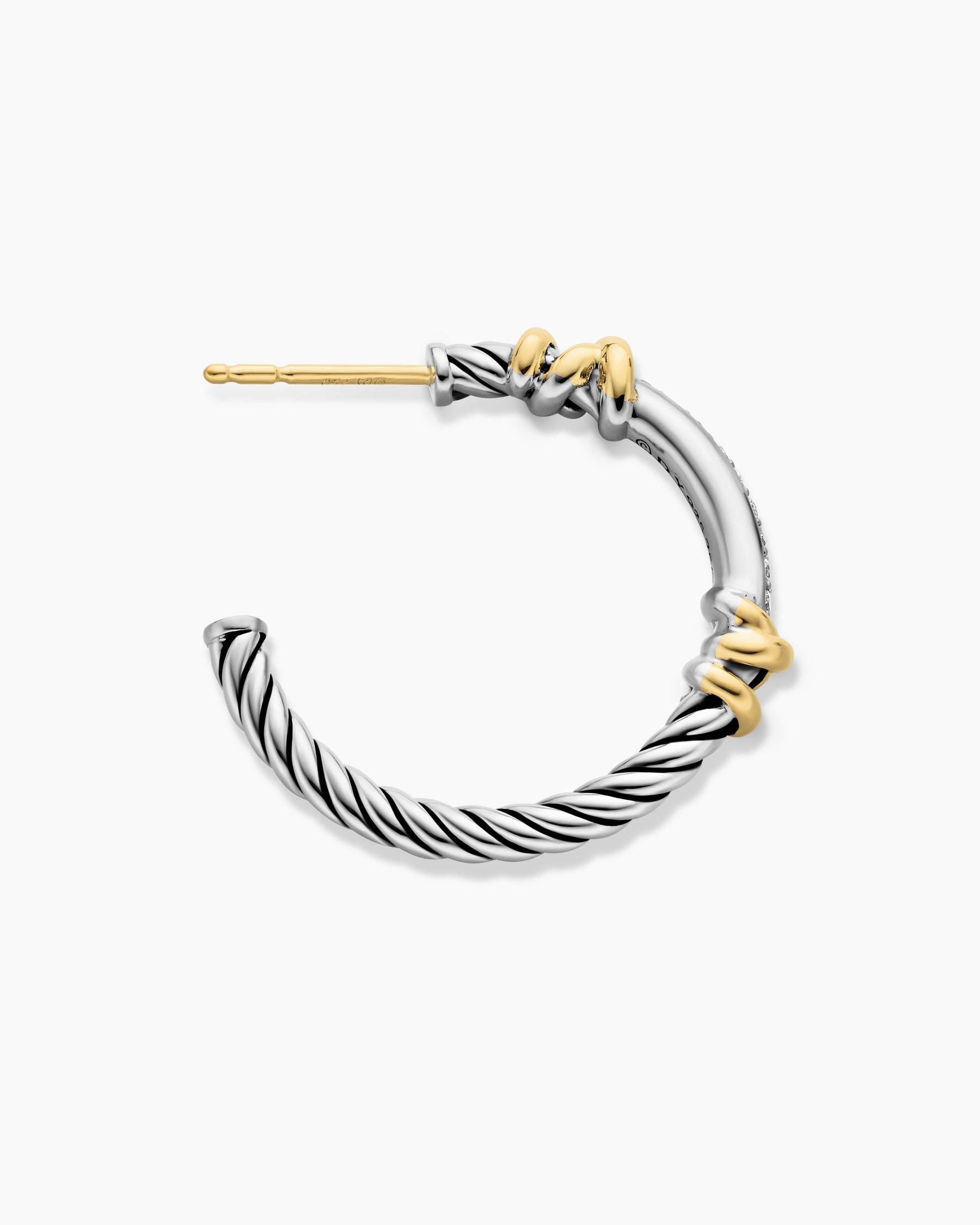Petite Helena Wrap Hoop Earrings in Sterling Silver with 18K Yellow Gold and Diamonds, 1in - Image 3