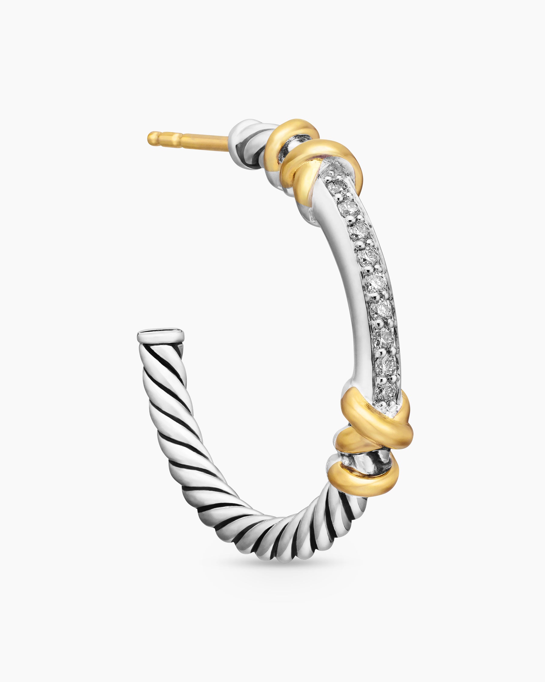 Petite Helena Wrap Hoop Earrings in Sterling Silver with 18K Yellow Gold and Diamonds, 1in - Image 5