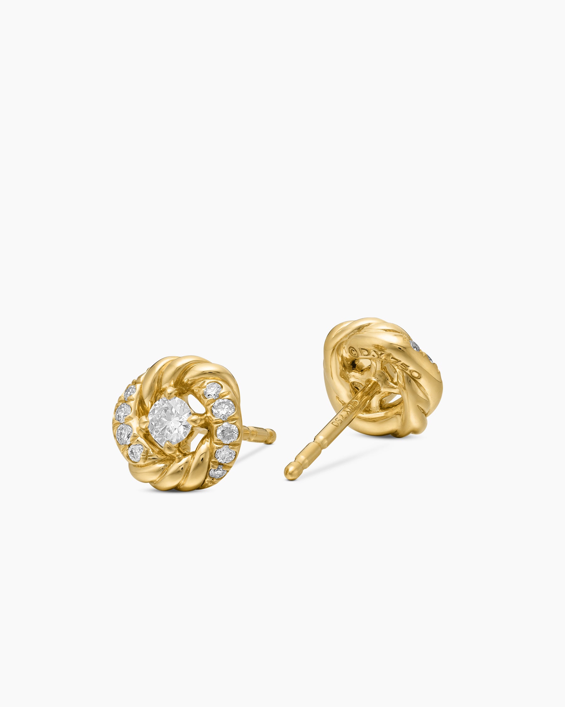 Petite Infinity Stud Earrings in 18K Yellow Gold with Diamonds, 7.8mm - Image 3