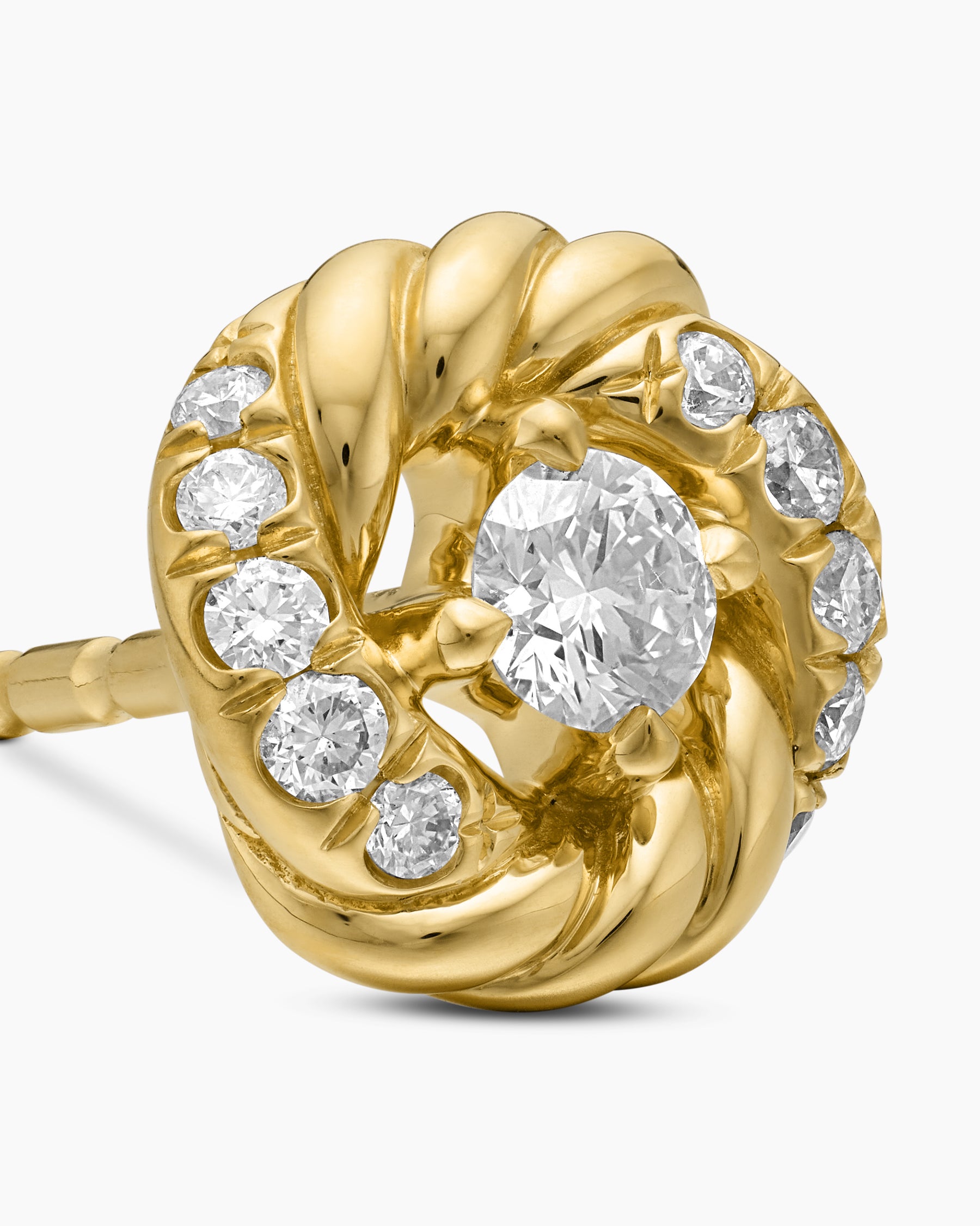 Petite Infinity Stud Earrings in 18K Yellow Gold with Diamonds, 7.8mm - Image 4